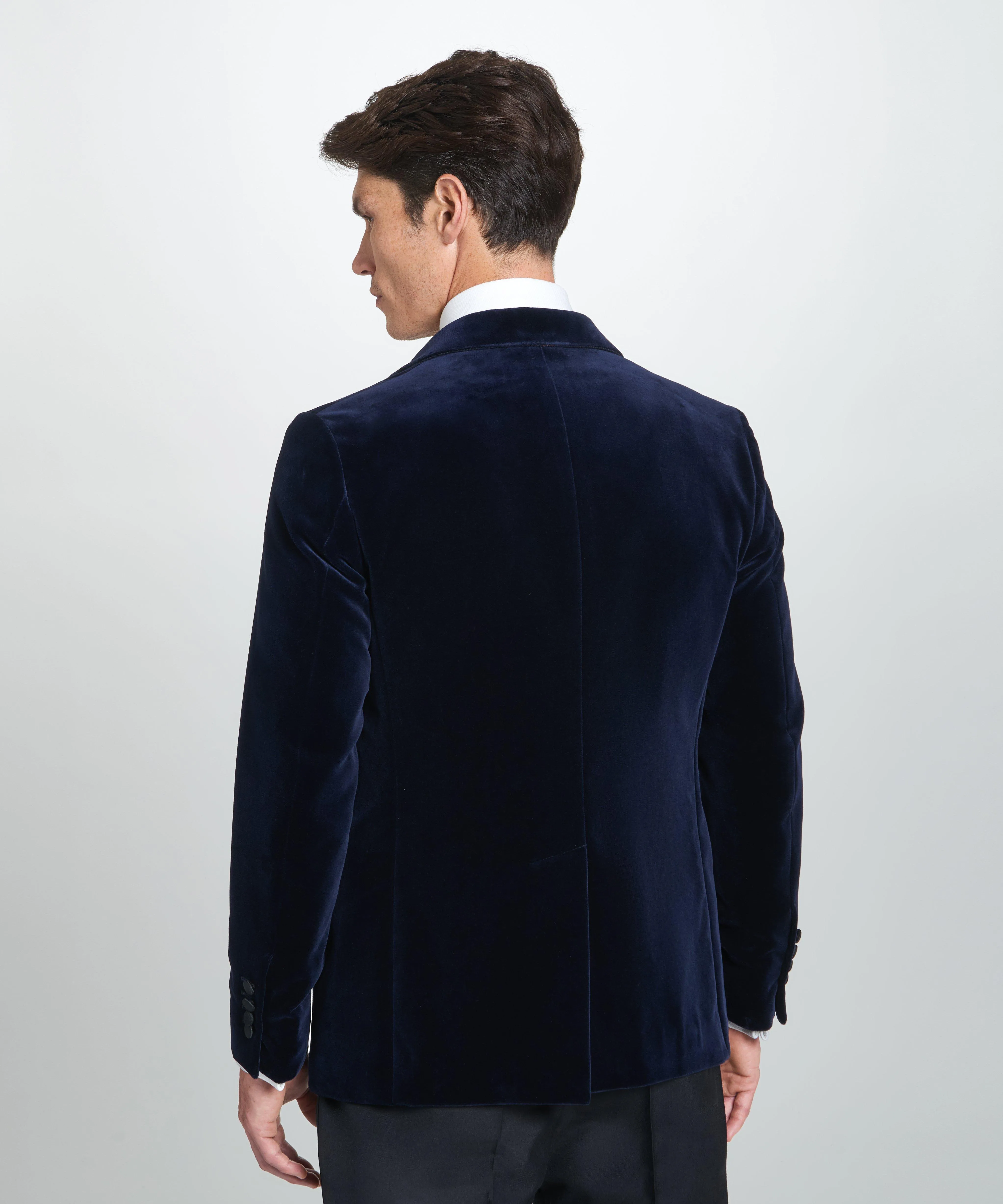 Navy Tailored Fit Velvet Peak Lapel Evening Jacket sold by Thomas Pink product image thumbnail 3