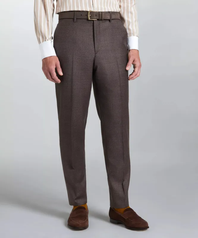 Brown & Neutral Tailored Fit Pow Flat Front Pants sold by Thomas Pink