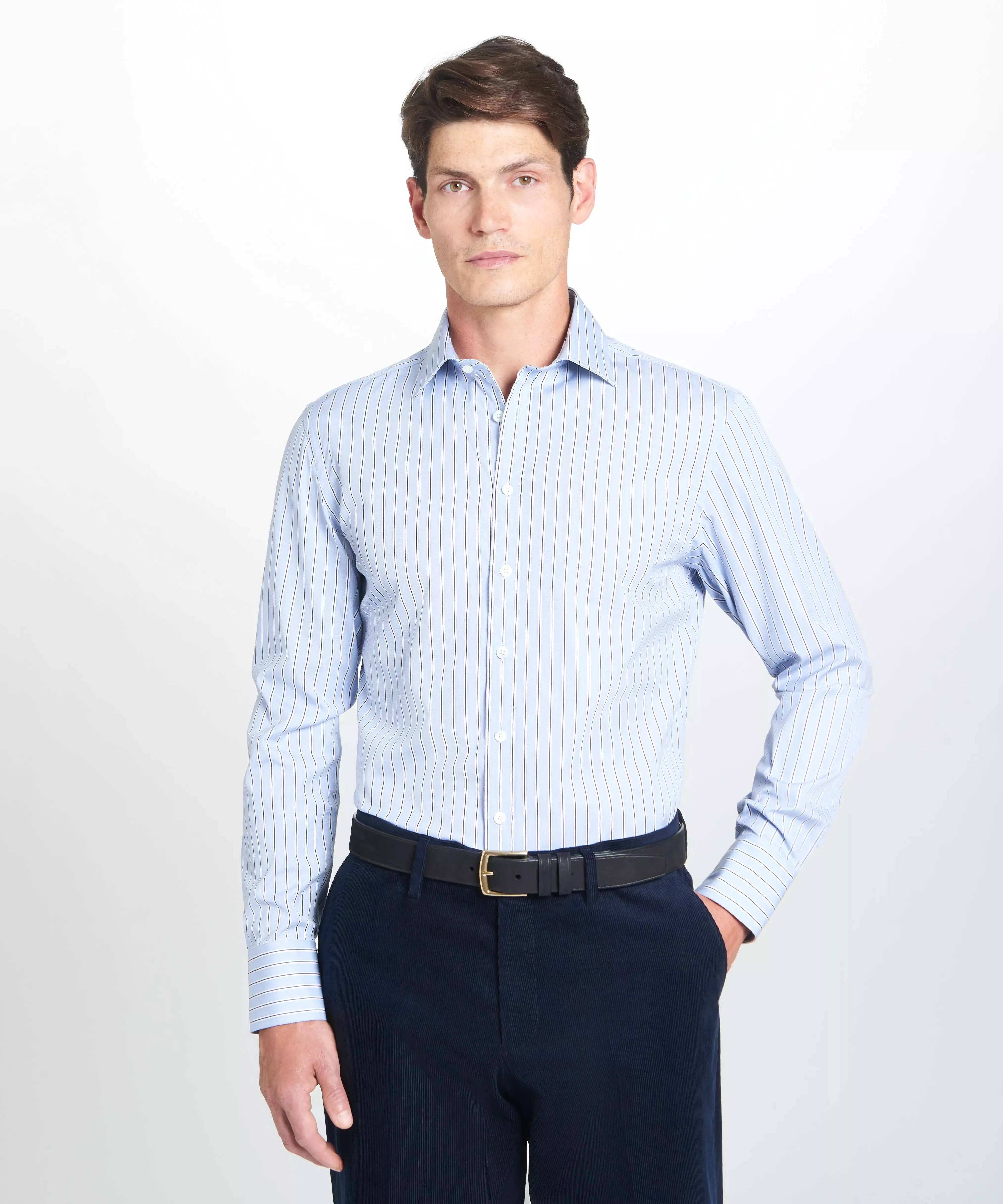 Blue & Navy Classic Fit Regent End on End Stripe Dress Shirt sold by Thomas Pink product image thumbnail 3