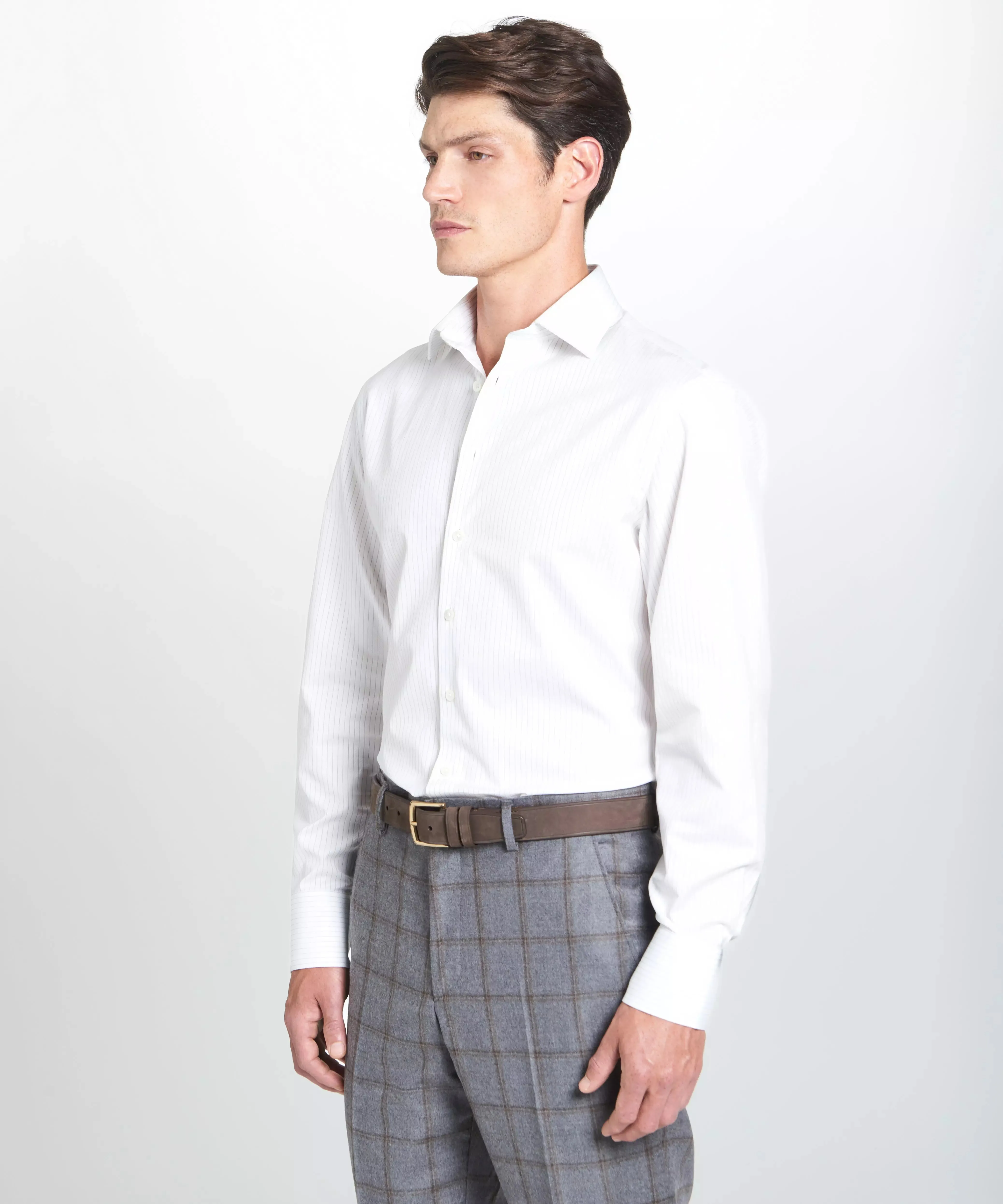 White & Black Tailored Fit Broken Twill Stripe Dress Shirt sold by Thomas Pink product image thumbnail 4
