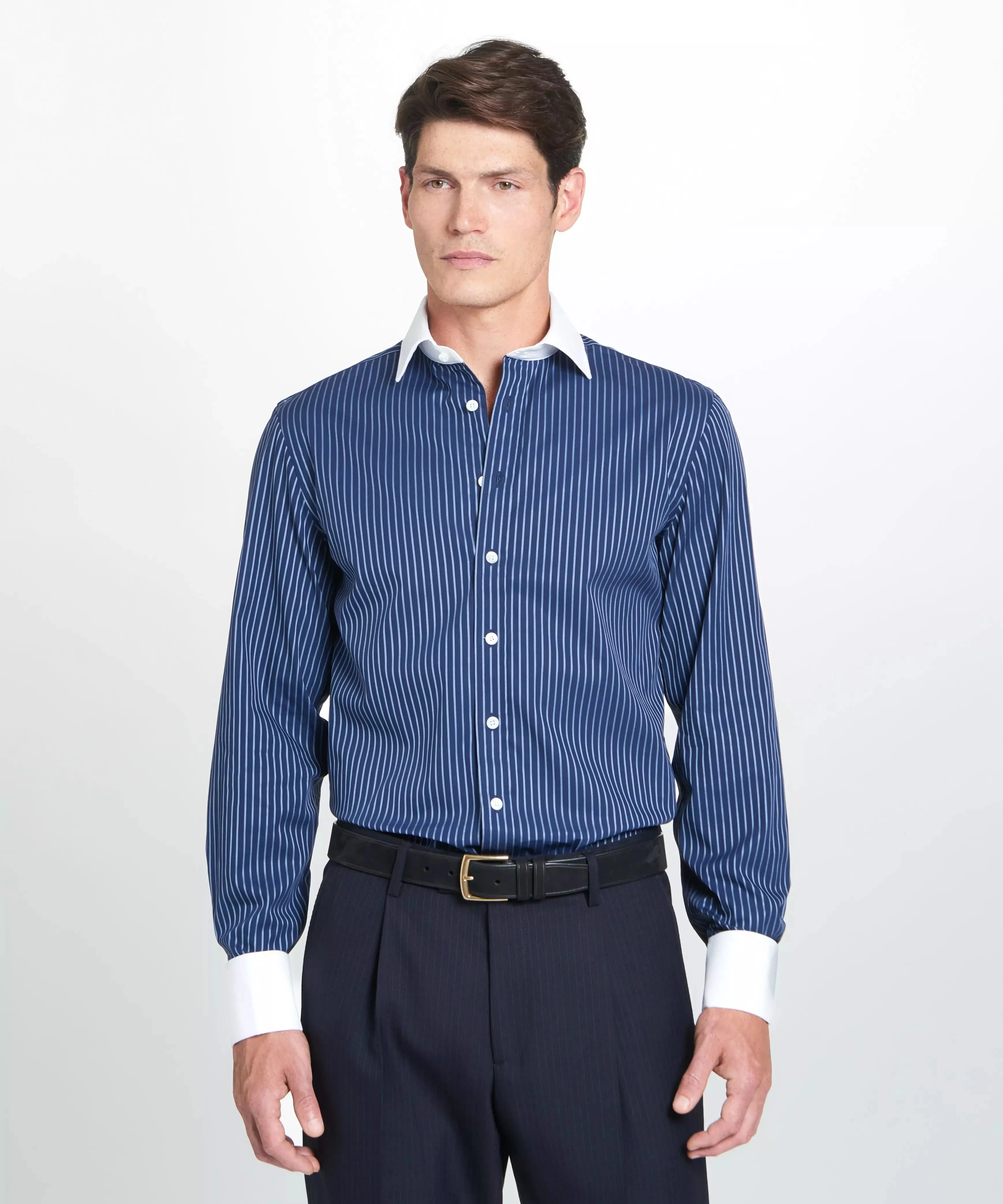 Navy & Blue Tailored Fit French Cuff Rope Stripe Dress Shirt sold by Thomas Pink product image thumbnail 3