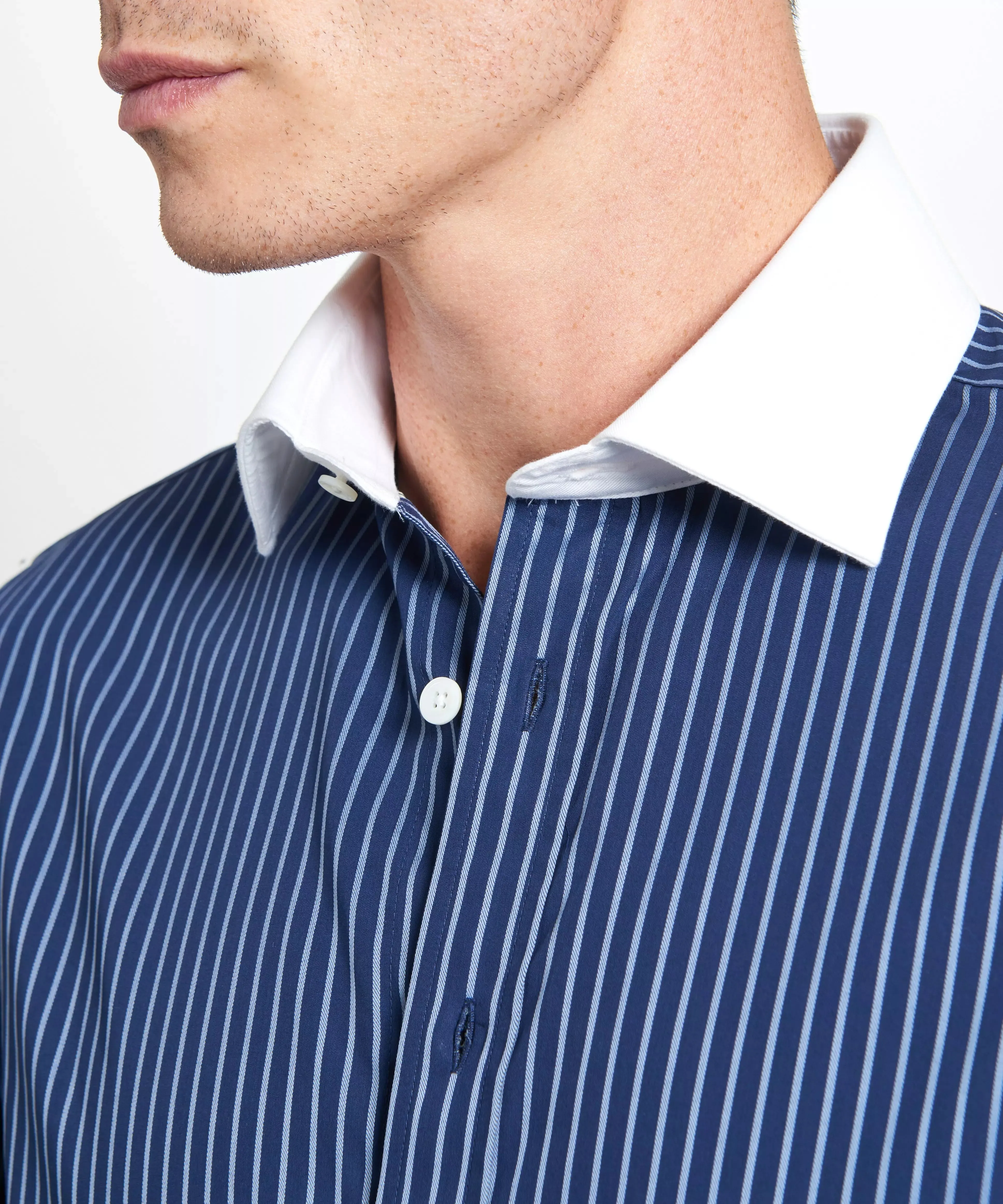 Navy & Blue Tailored Fit French Cuff Rope Stripe Dress Shirt sold by Thomas Pink product image thumbnail 5