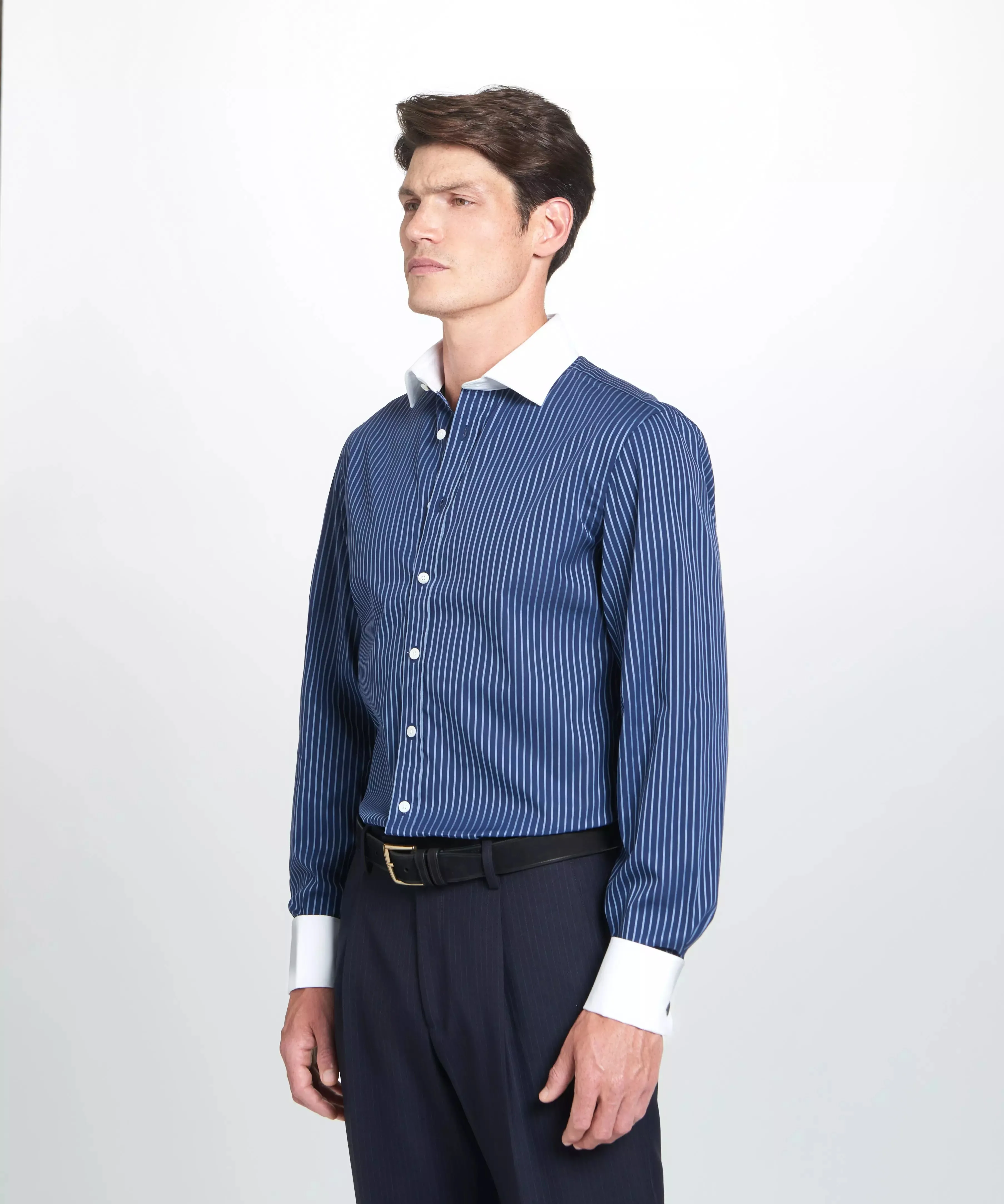 Navy & Blue Tailored Fit French Cuff Rope Stripe Dress Shirt sold by Thomas Pink product image thumbnail 4