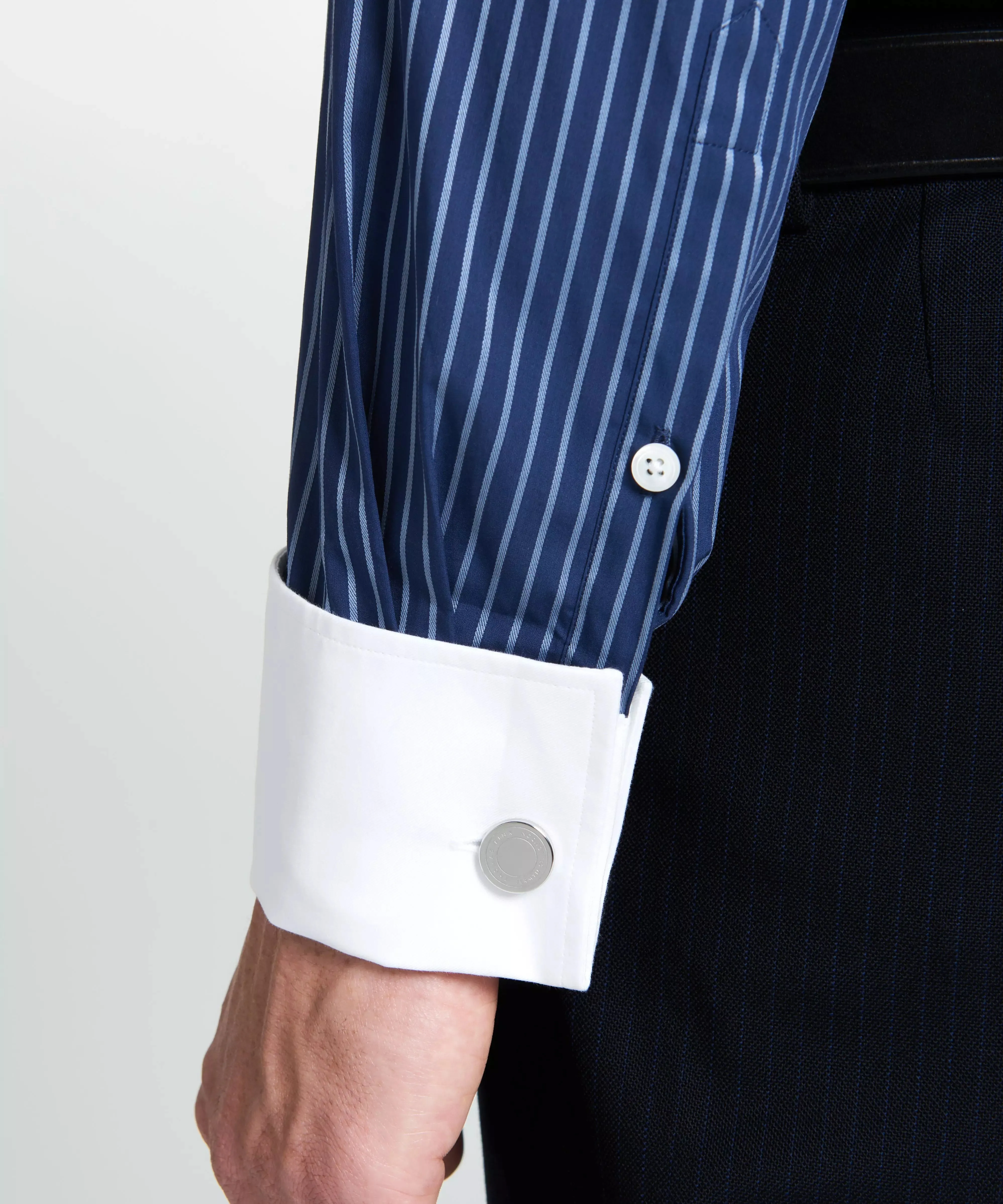 Navy & Blue Tailored Fit French Cuff Rope Stripe Dress Shirt sold by Thomas Pink product image thumbnail 2