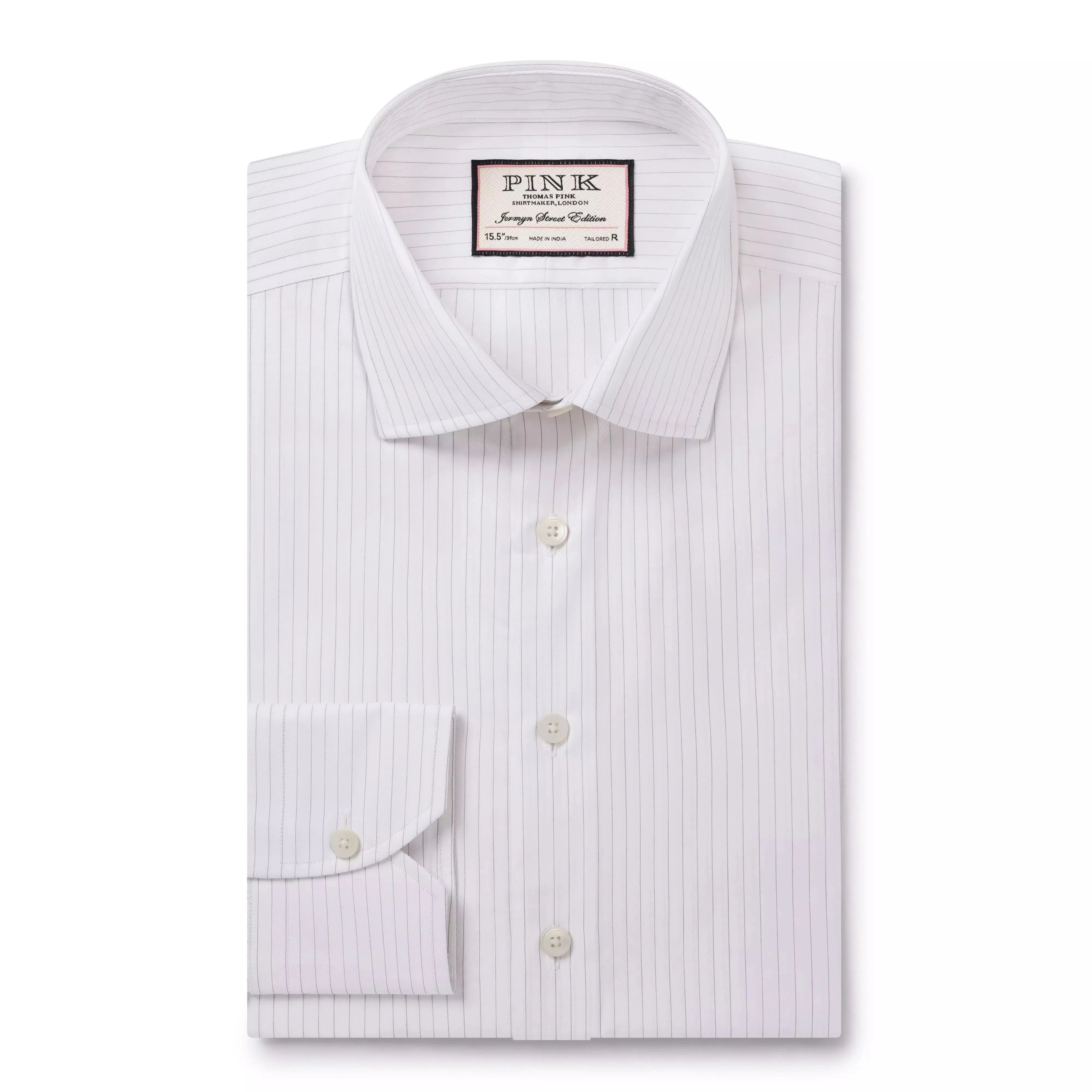 White & Purple Tailored Fit Broken Twill Stripe Formal Shirt sold by Thomas Pink