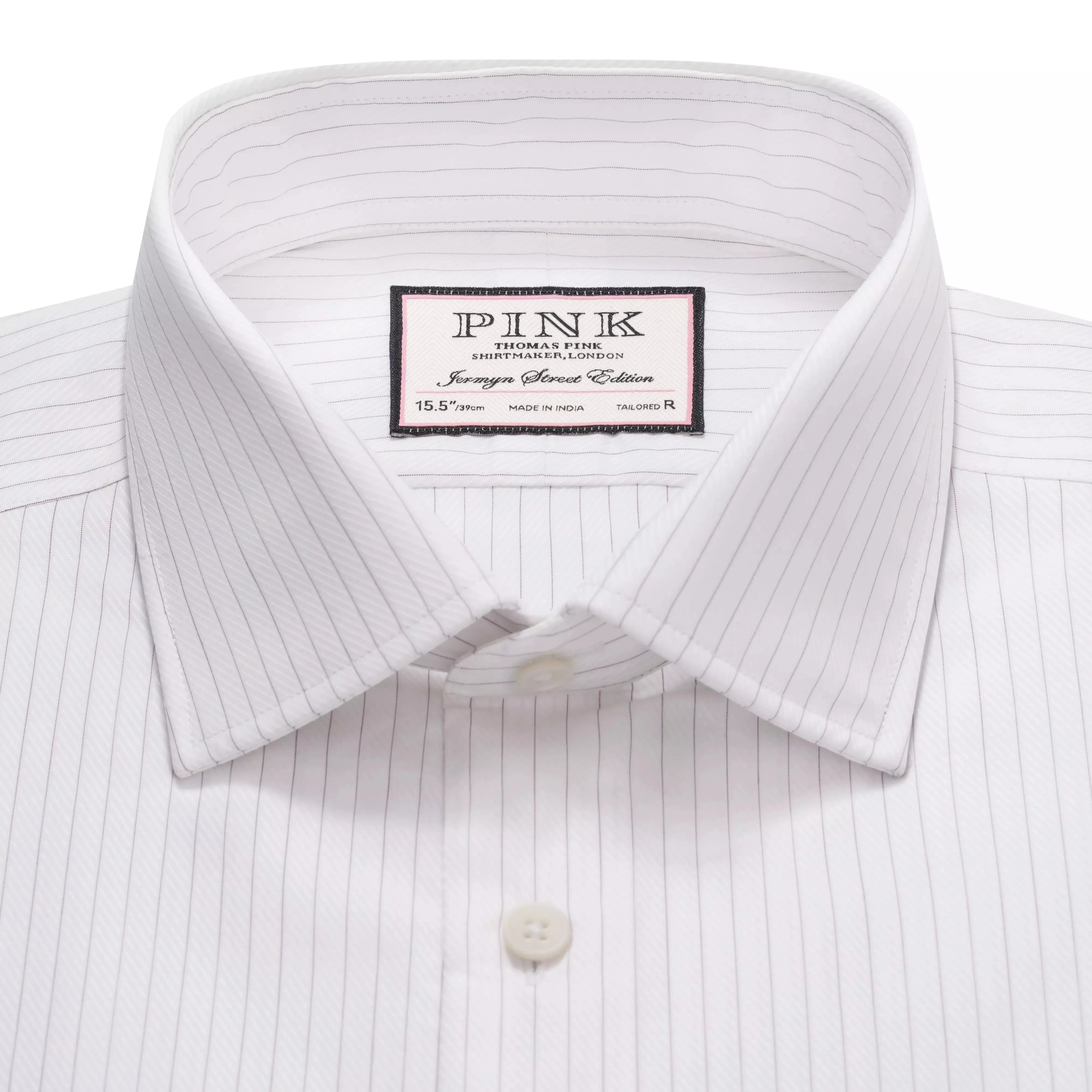 White & Purple Tailored Fit Broken Twill Stripe Formal Shirt sold by Thomas Pink product image thumbnail 5