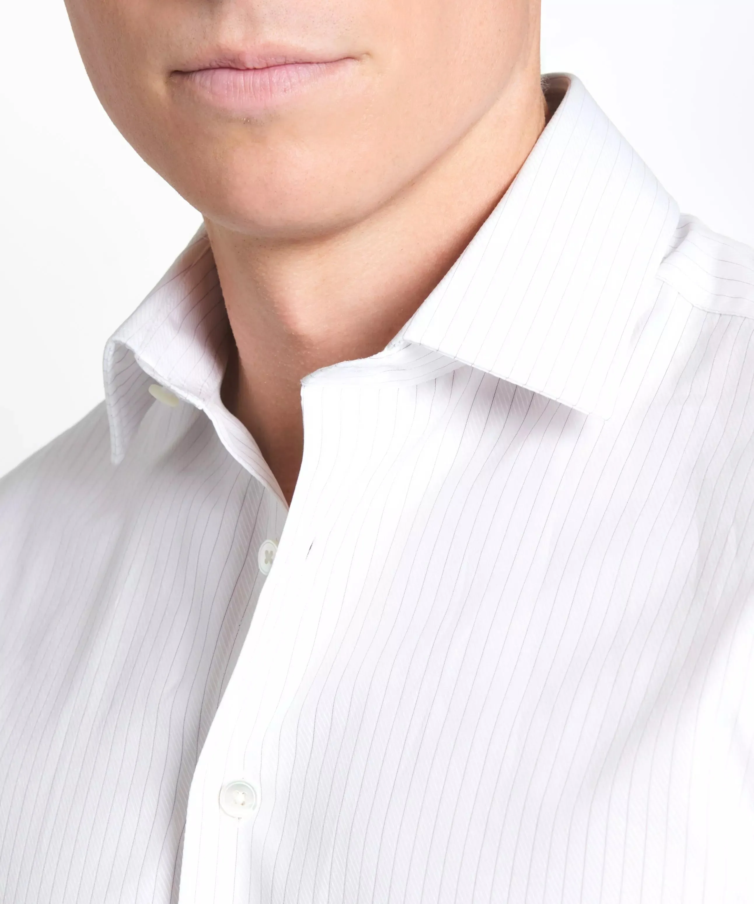 White & Purple Tailored Fit Broken Twill Stripe Formal Shirt sold by Thomas Pink product image thumbnail 4