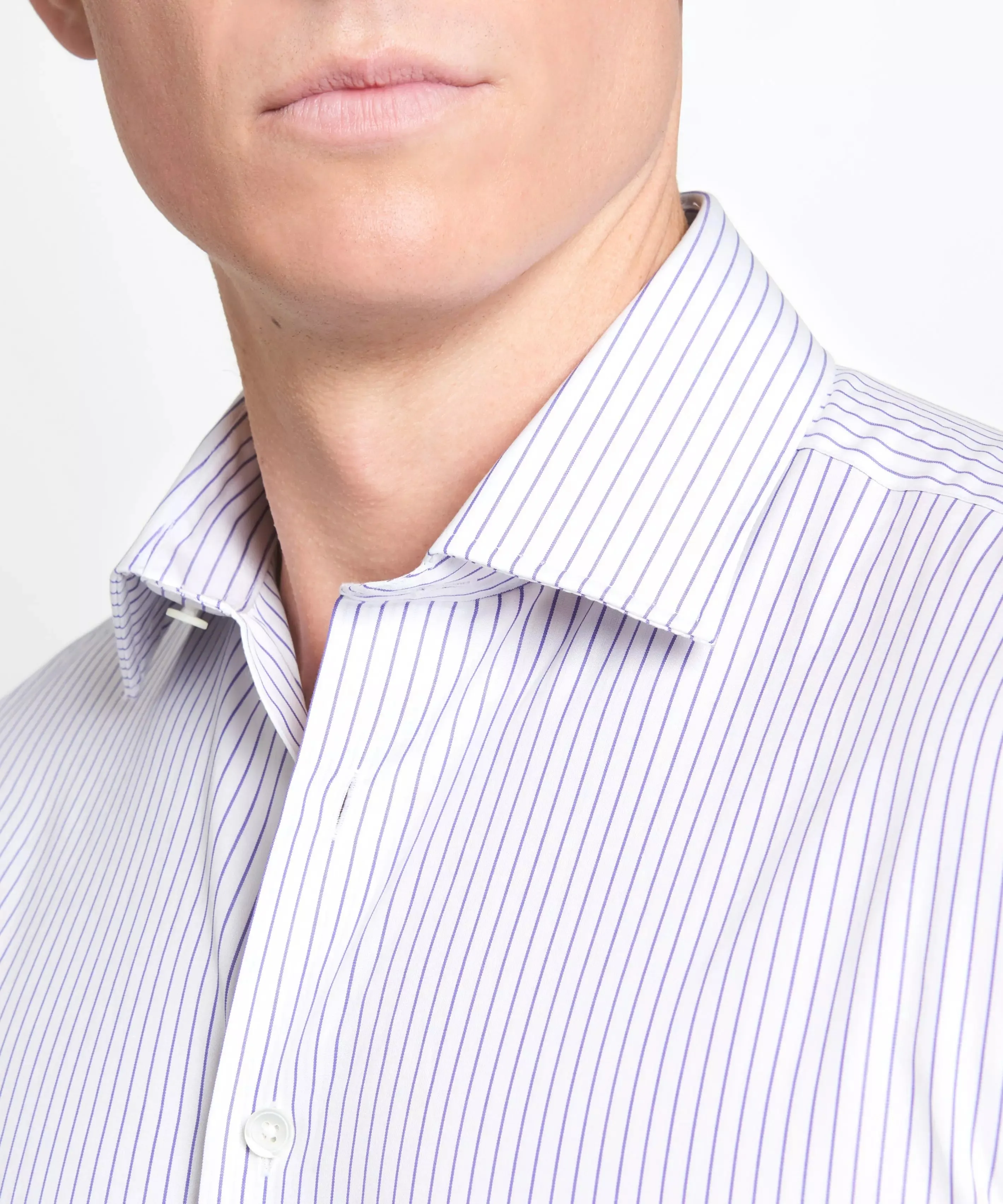 White & Purple Tailored Fit Striped Poplin Dress Shirt sold by Thomas Pink product image thumbnail 5