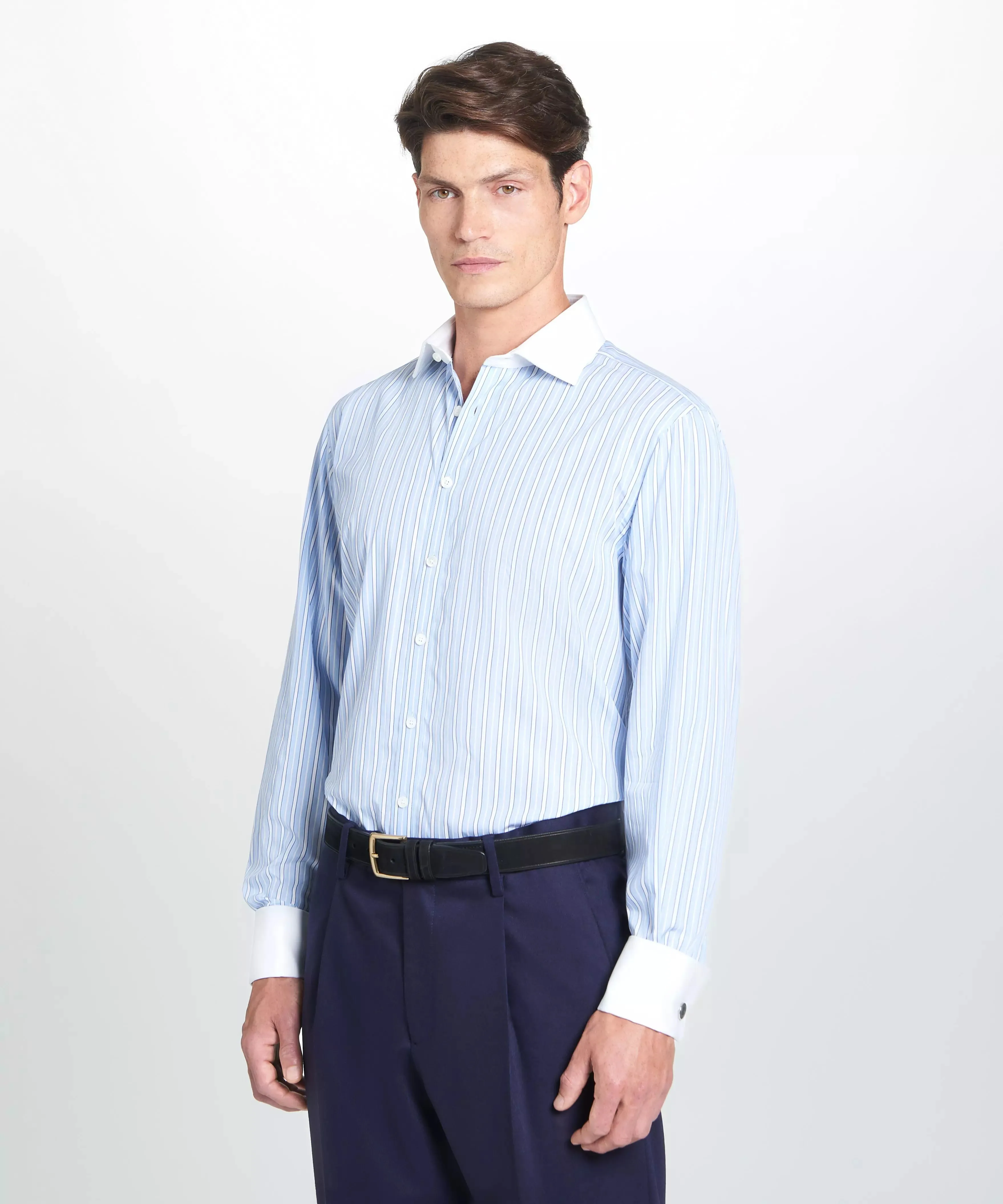 Pale Blue & Blue Classic Fit French Cuff Bloomsbury Stripe Dress Shirt sold by Thomas Pink product image thumbnail 4