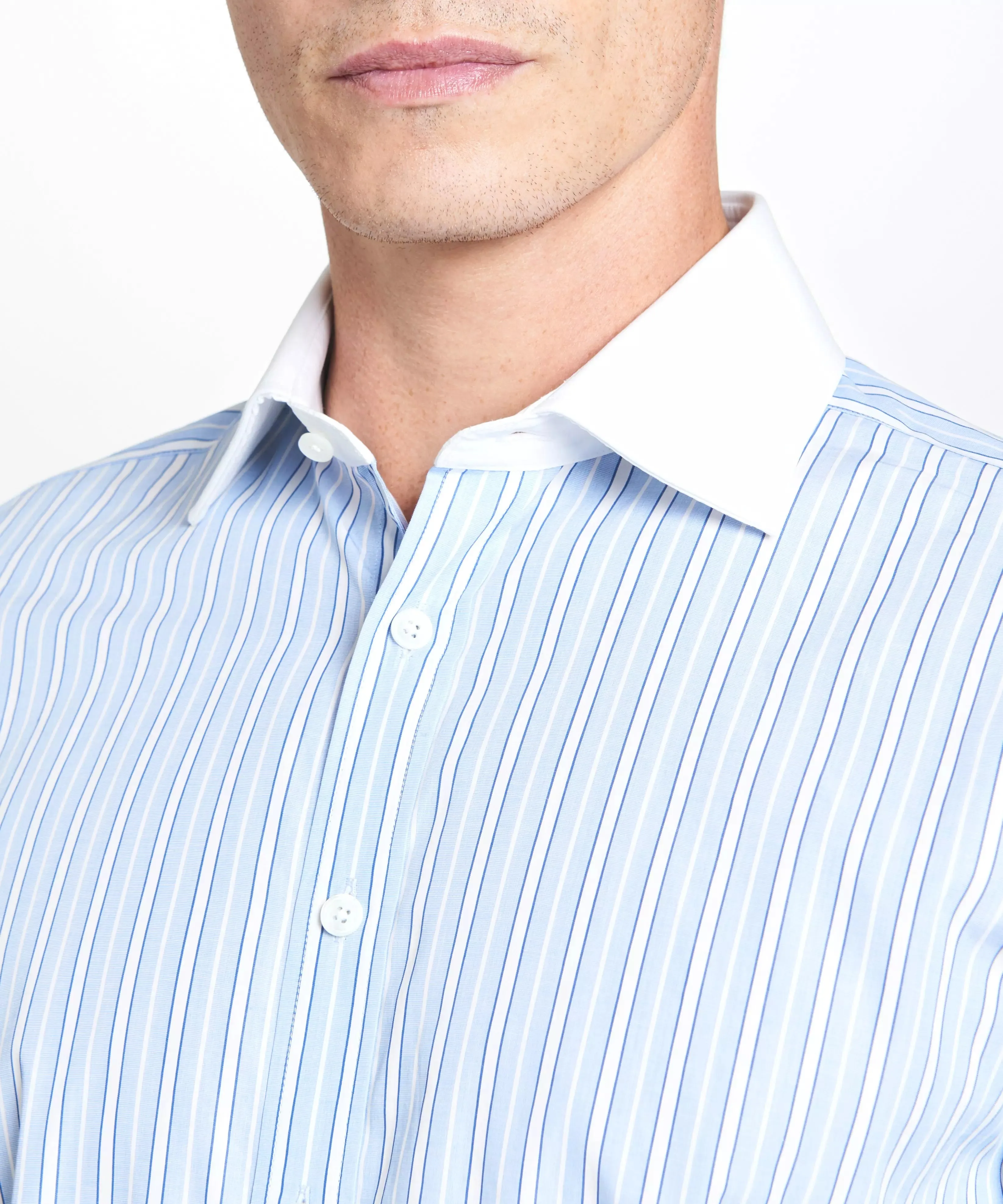 Pale Blue & Blue Classic Fit French Cuff Bloomsbury Stripe Dress Shirt sold by Thomas Pink product image thumbnail 5