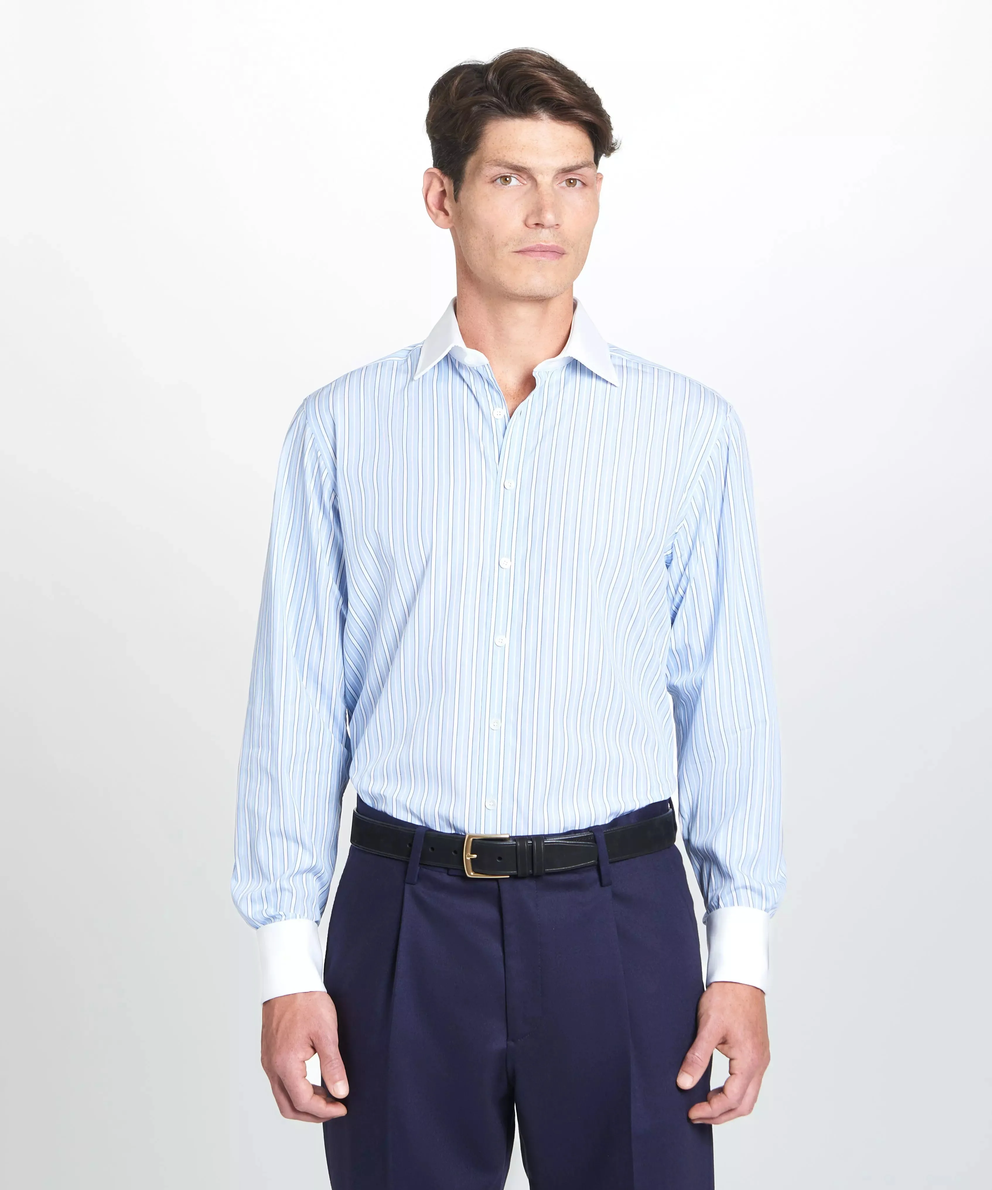 Pale Blue & Blue Classic Fit French Cuff Bloomsbury Stripe Dress Shirt sold by Thomas Pink product image thumbnail 3