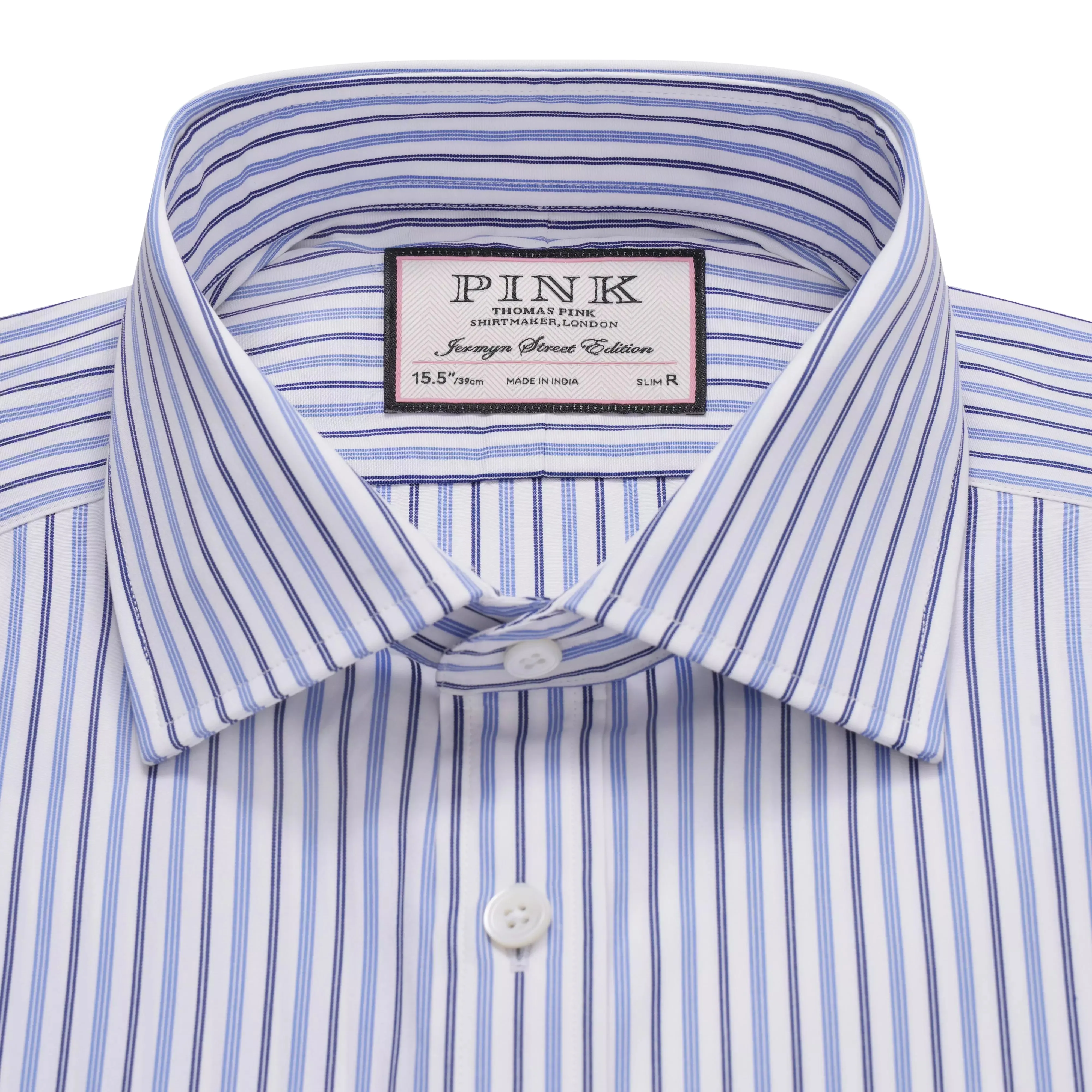 White & Blue Slim Fit Regent Track Stripe Dress Shirt sold by Thomas Pink product image thumbnail 5