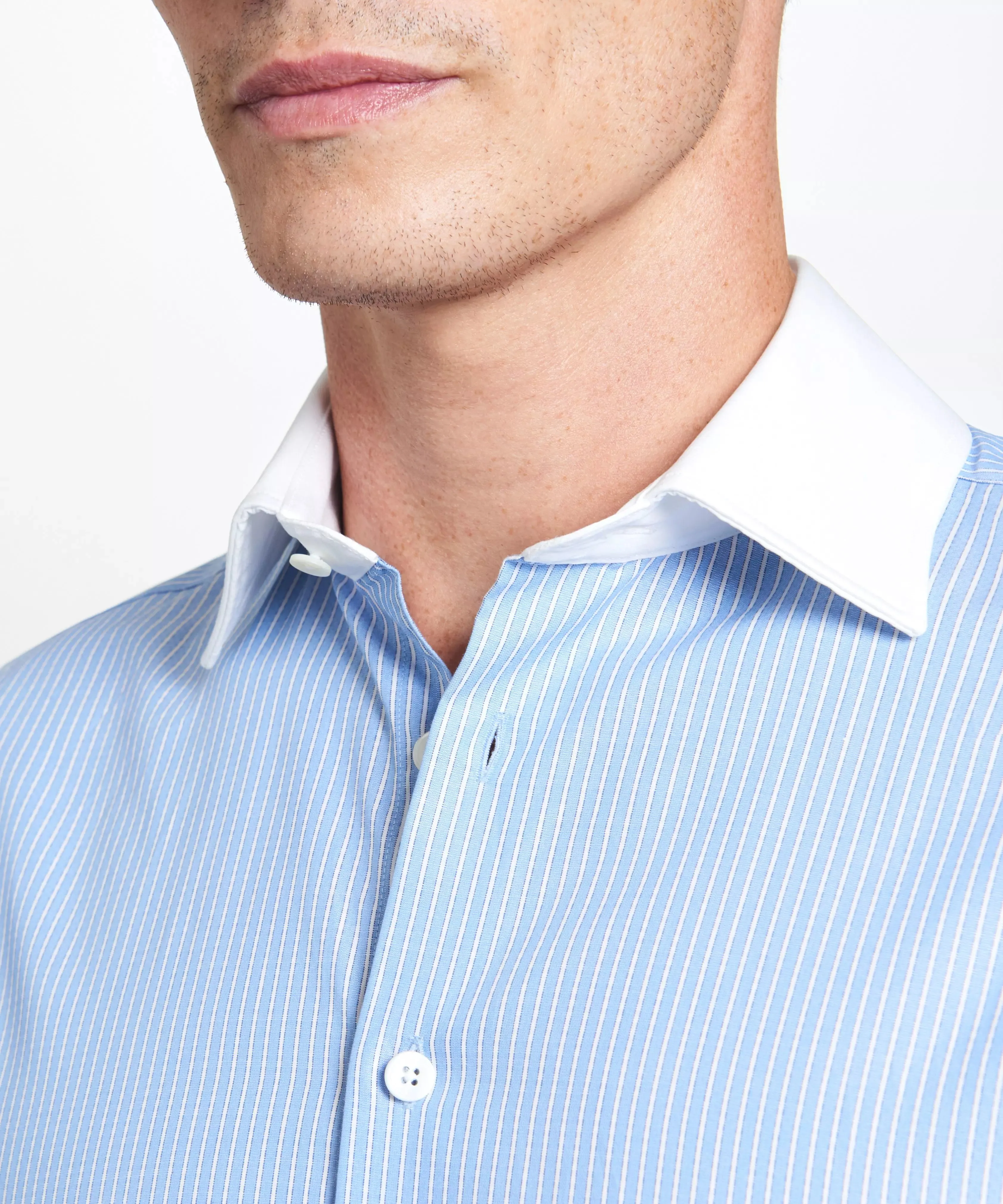 Pale Blue & White Slim Fit French Cuff Dandy Stripe Dress Shirt sold by Thomas Pink product image thumbnail 5