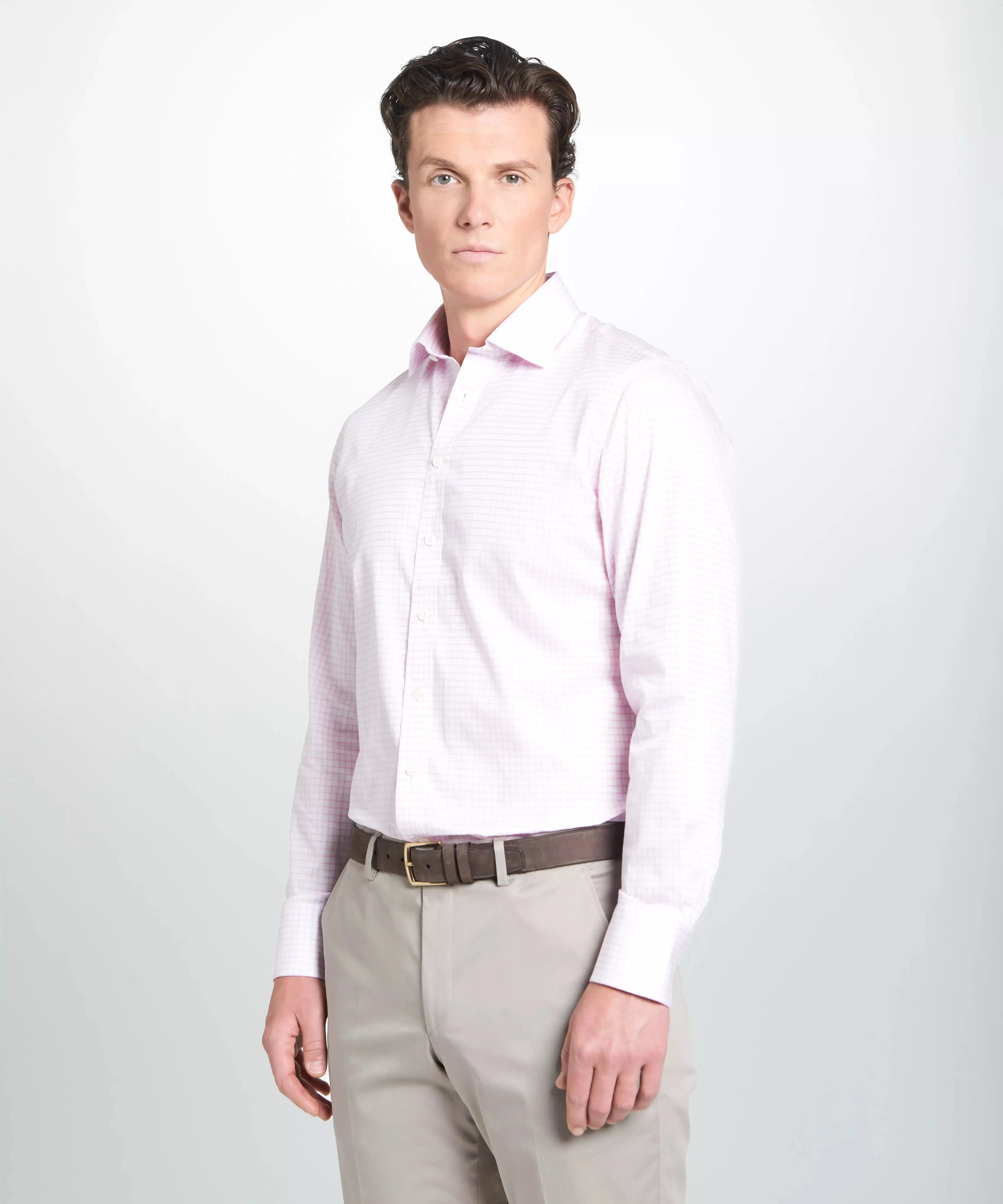 Pale Pink & White Tailored Fit Twill Graph Check Dress Shirt sold by Thomas Pink product image thumbnail 4