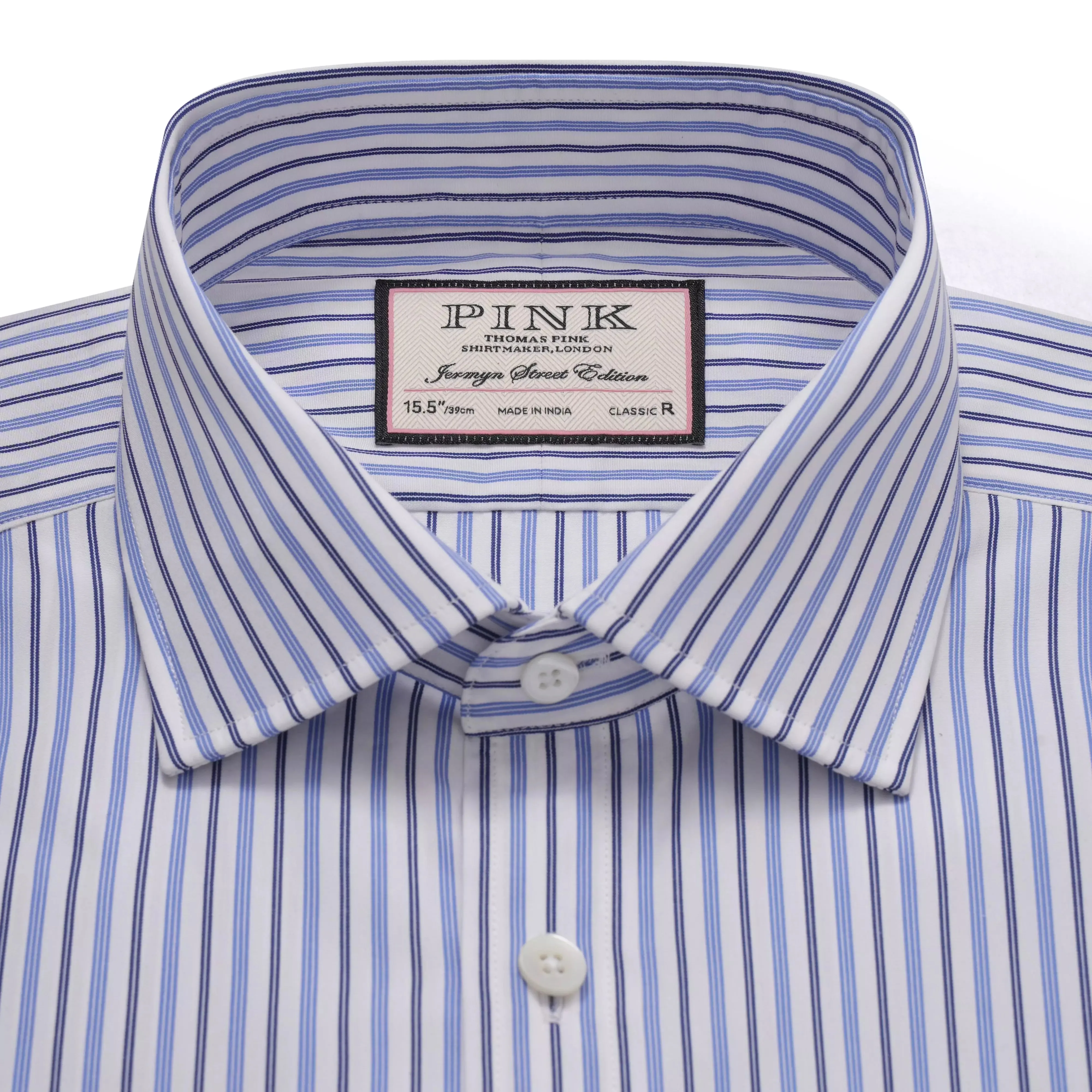 White & Blue Classic Fit Regent Track Stripe Dress Shirt sold by Thomas Pink product image thumbnail 5