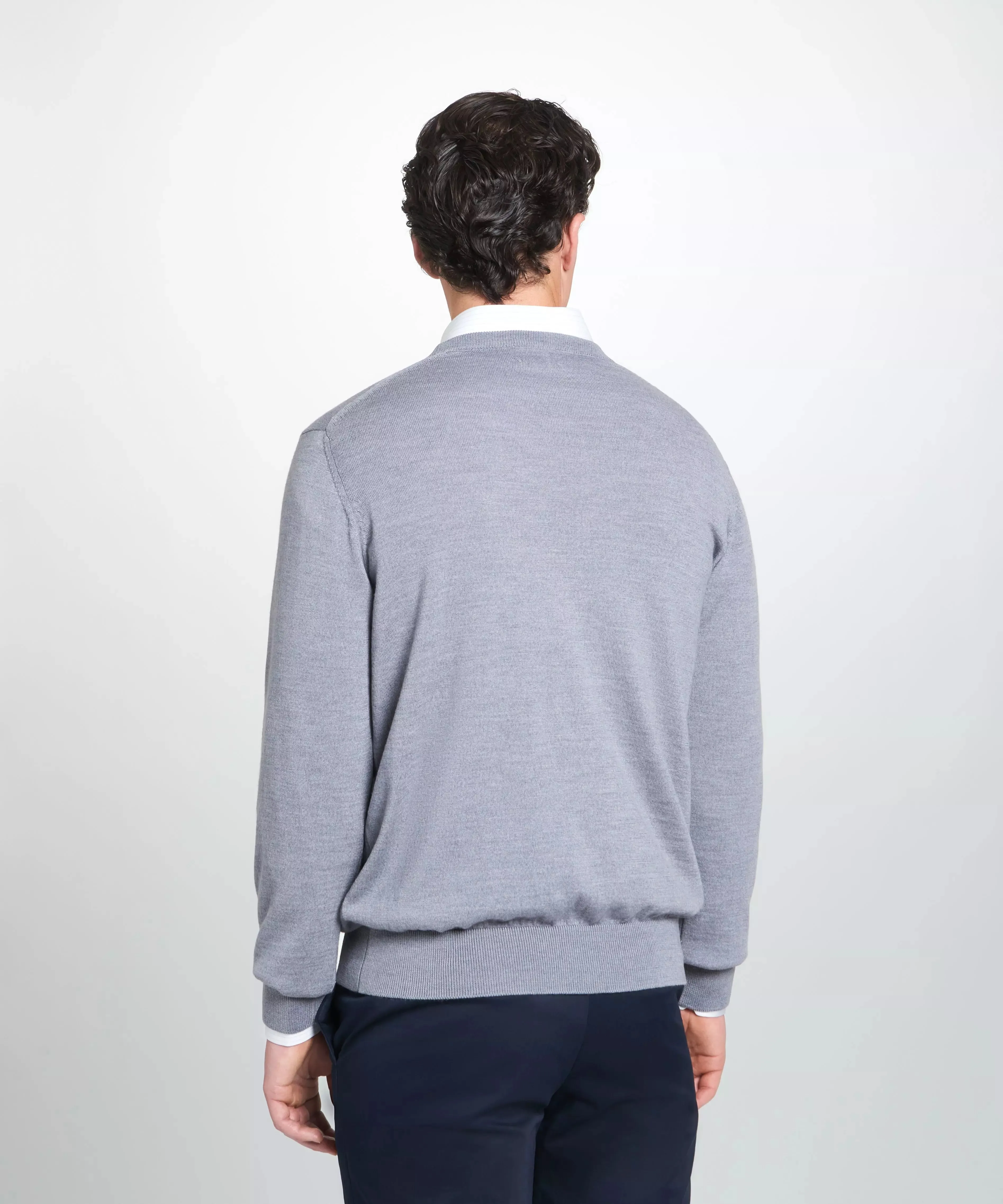Pale Grey Merino Wool Crew Neck Sweater sold by Thomas Pink product image thumbnail 4