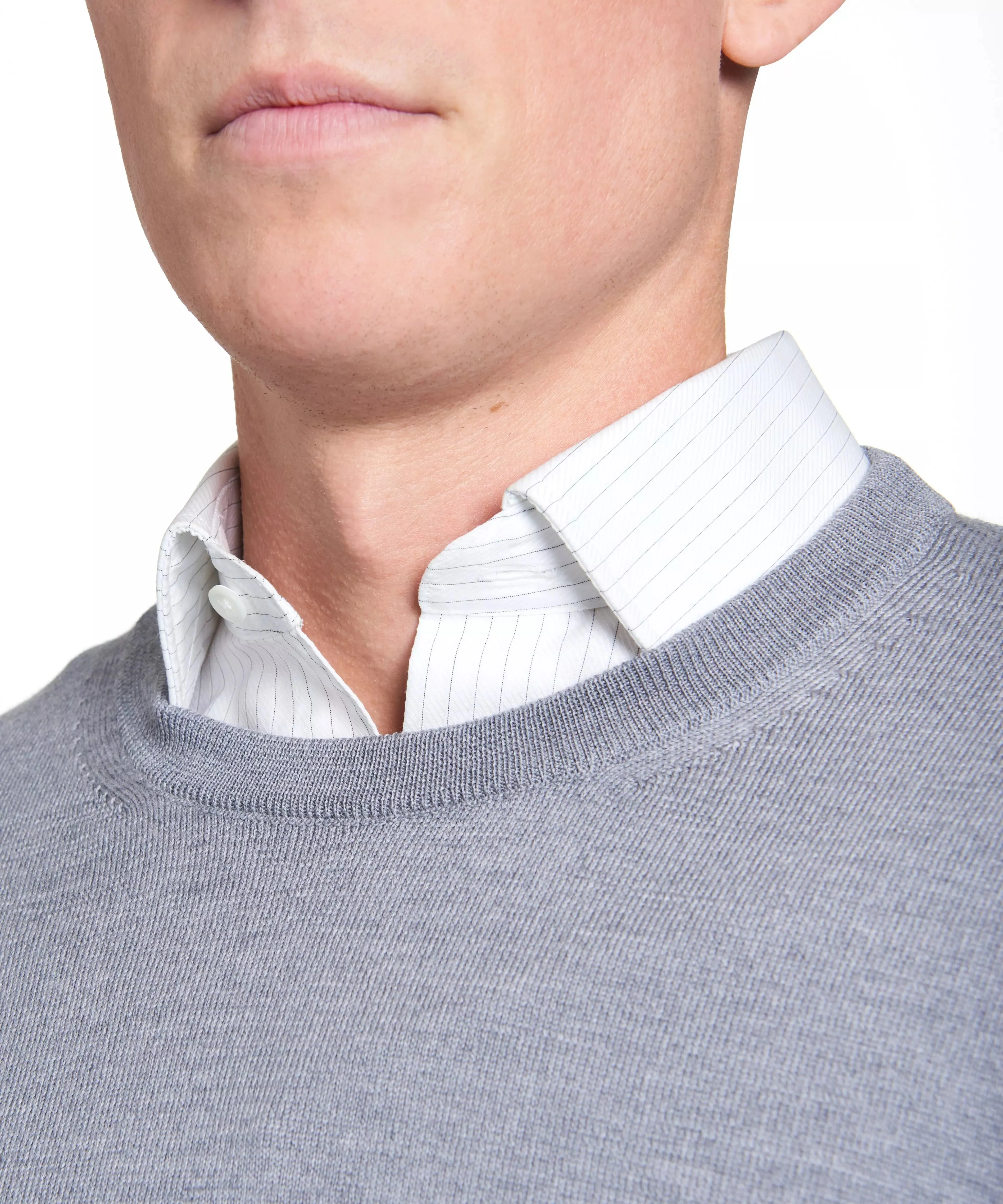 Pale Grey Merino Wool Crew Neck Sweater sold by Thomas Pink product image thumbnail 2