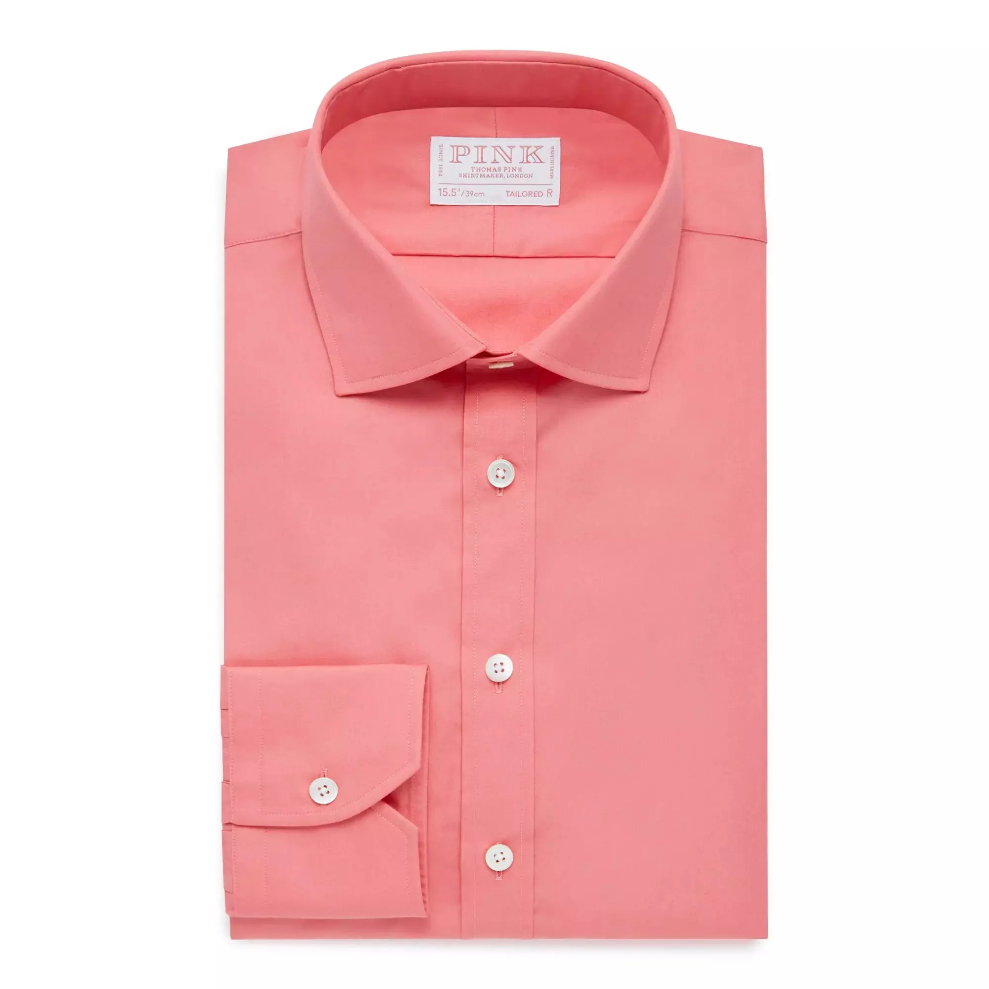 Coral Pink Tailored Fit Superior Solid Plain Dress Shirt sold by Thomas Pink