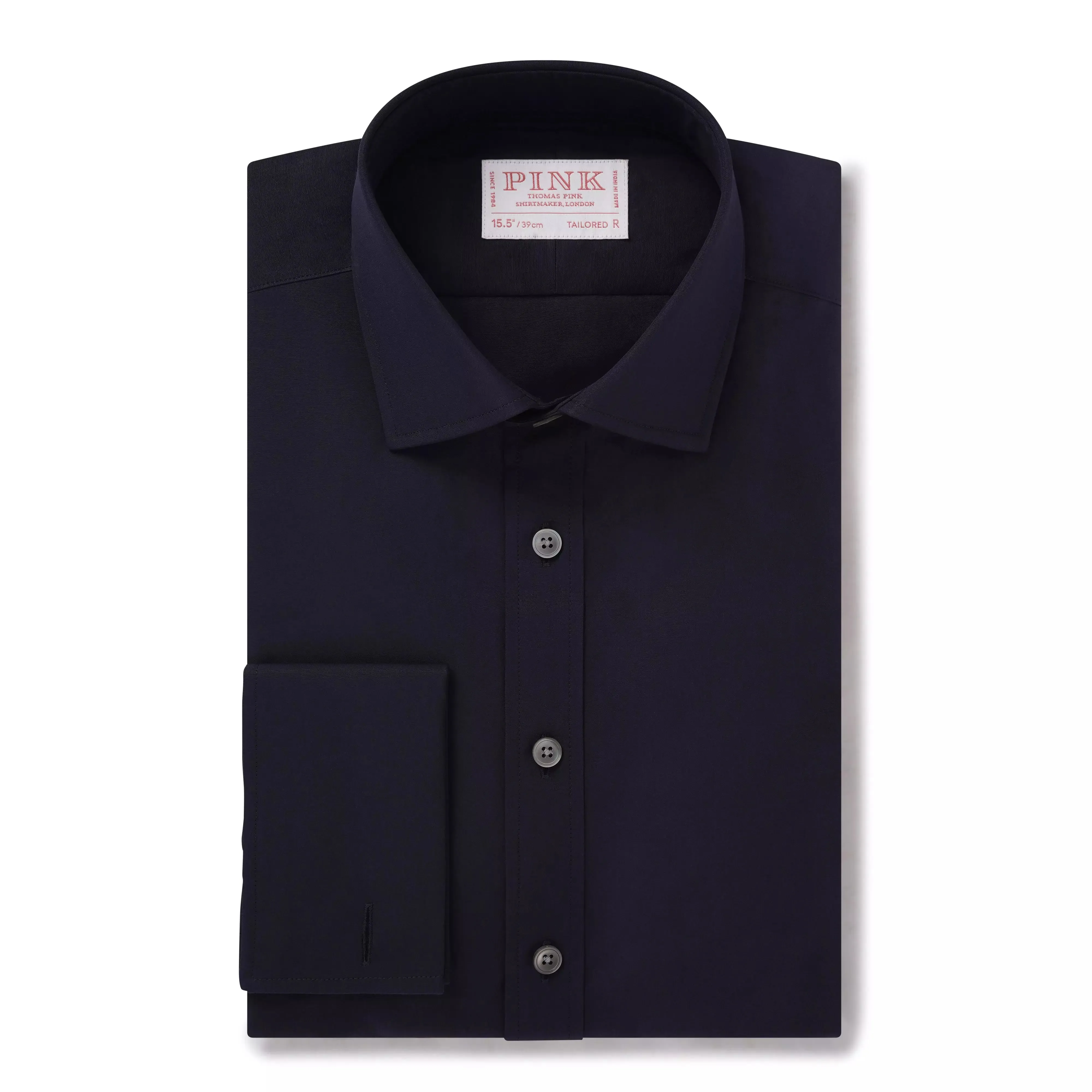 Navy Blue Tailored Fit French Cuff Ramses Cotton Poplin Formal Shirt sold by Thomas Pink