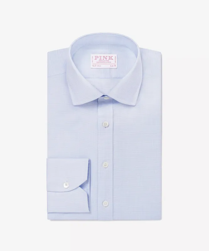 Pale Blue & White Slim Fit Small POW Check Formal Shirt sold by Thomas Pink
