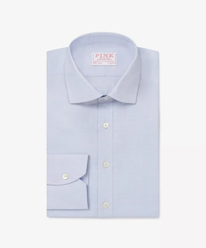 Pale Blue & White Classic Fit Small POW Check Formal Shirt sold by Thomas Pink
