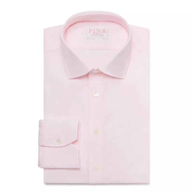 Pink Slim Fit Stretch Plain Poplin Dress Shirt sold by Thomas Pink