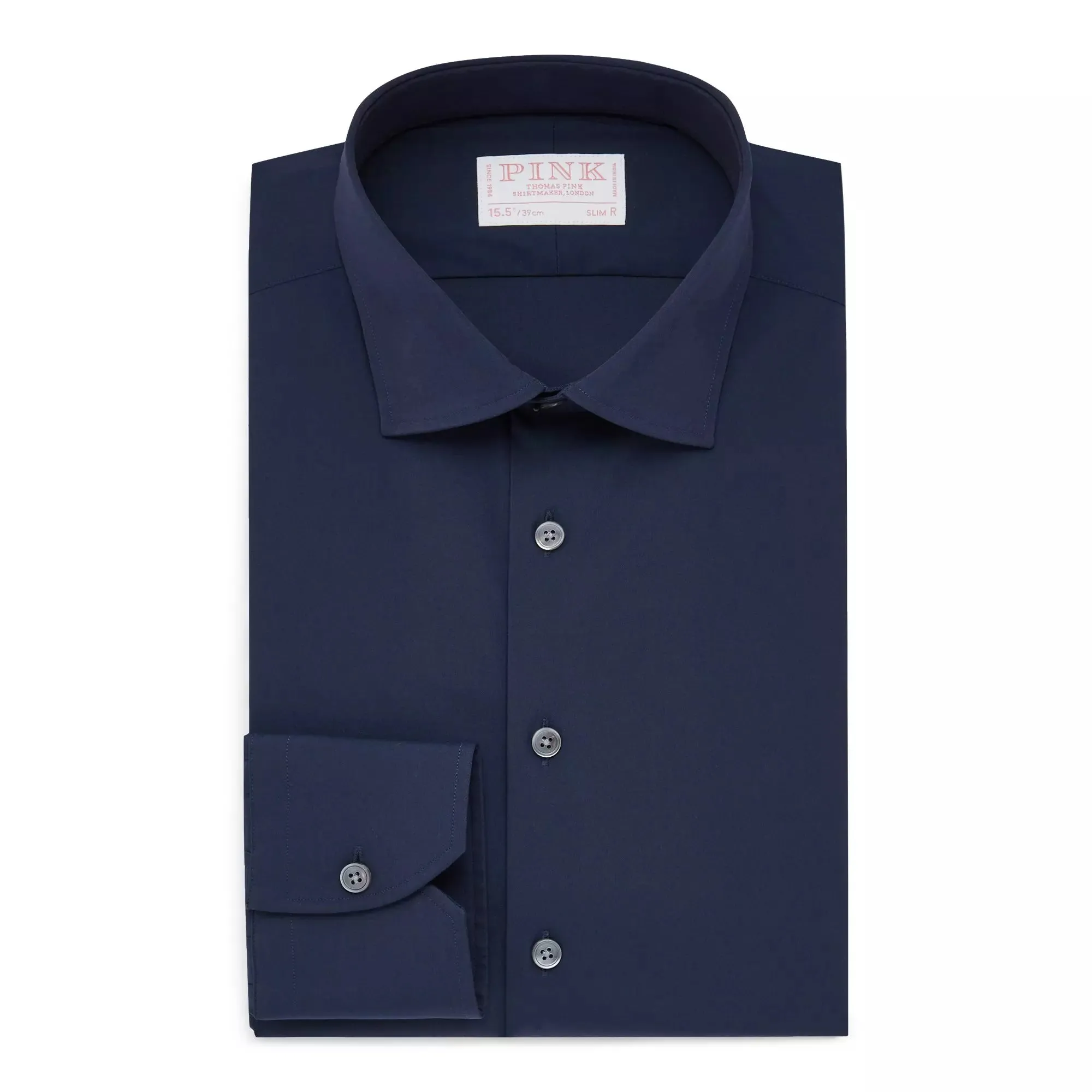 Navy Blue Slim Fit Stretch Plain Poplin Dress Shirt sold by Thomas Pink