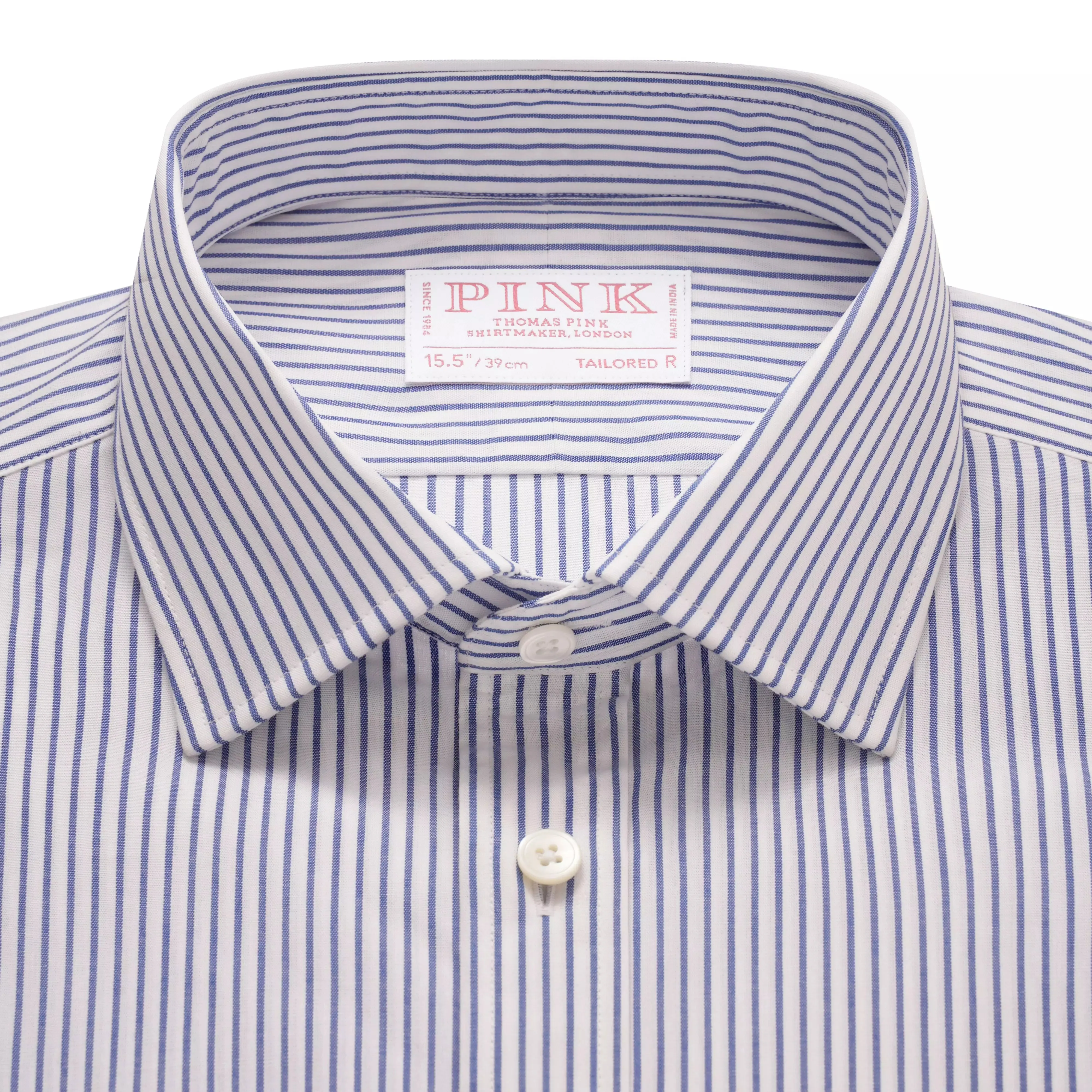 Deep Blue & White Tailored Fit French Cuff Panama Medium Stripe Dress Shirt sold by Thomas Pink product image thumbnail 3