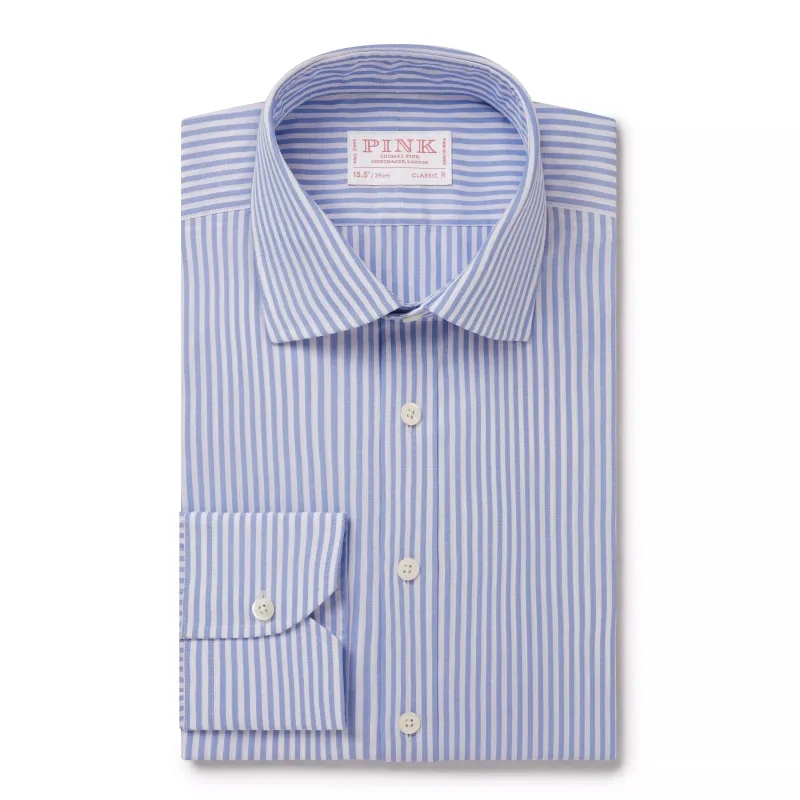 Blue & White Classic Fit Panama Stripe Dress Shirt sold by Thomas Pink