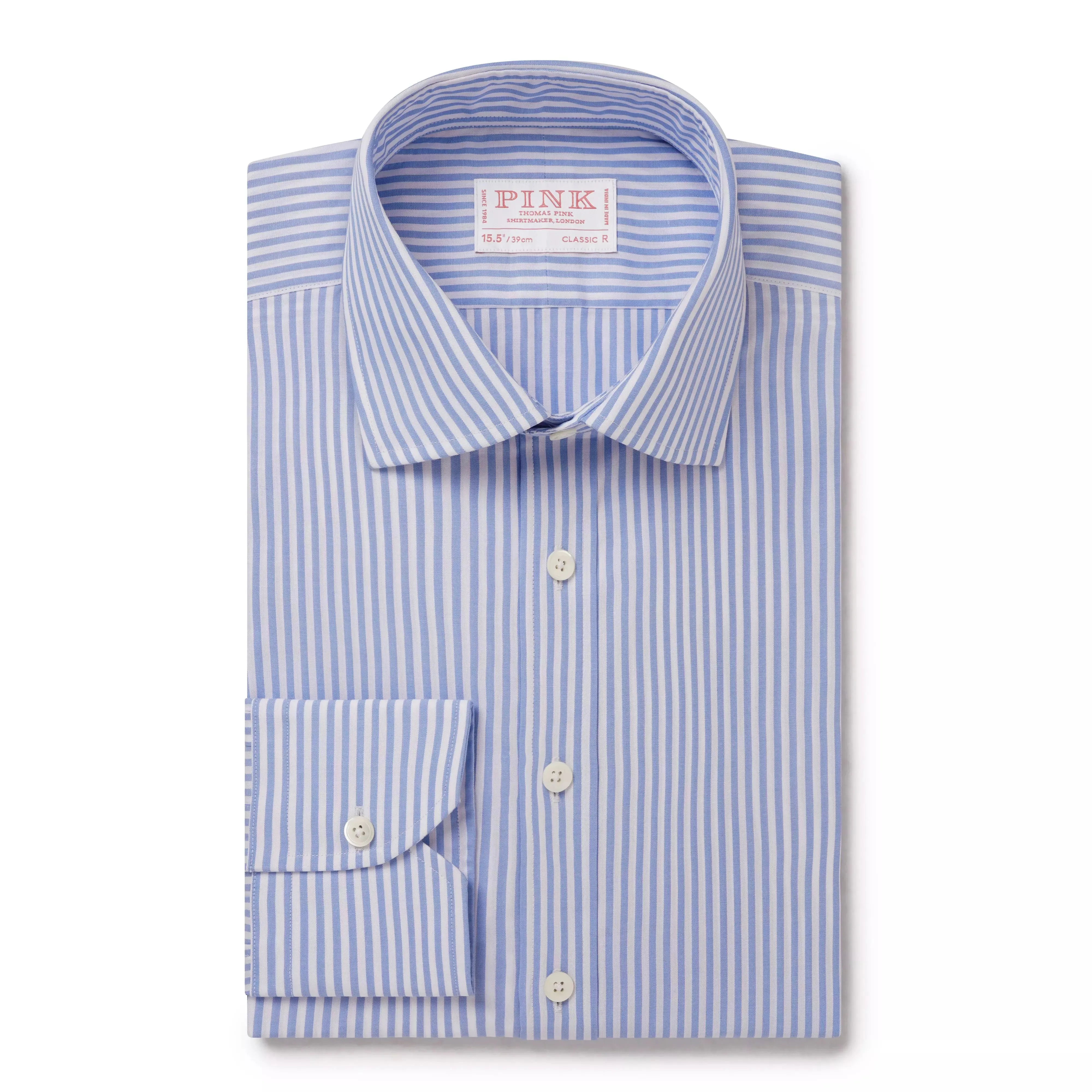 Blue & White Classic Fit Panama Stripe Dress Shirt sold by Thomas Pink
