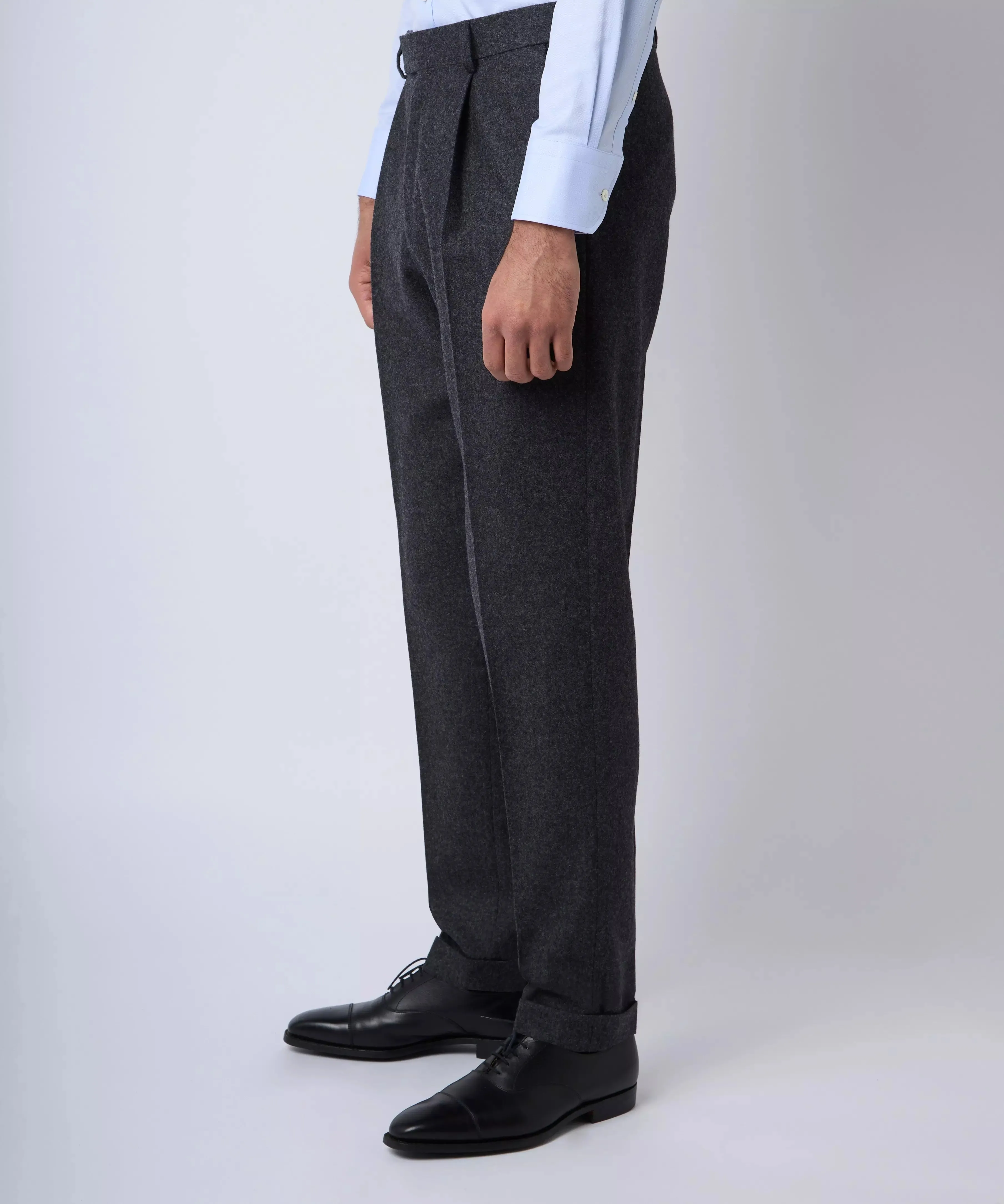 Charcoal Gray Tailored Fit Melange Merino Wool Pleated Pants sold by Thomas Pink product image thumbnail 2