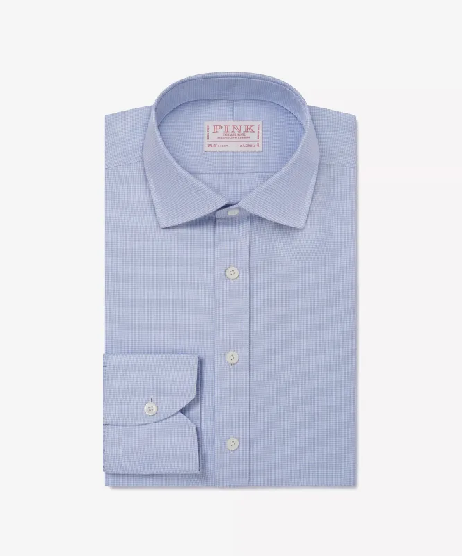 Blue & White Tailored Fit Micro Puppytooth Dress Shirt sold by Thomas Pink