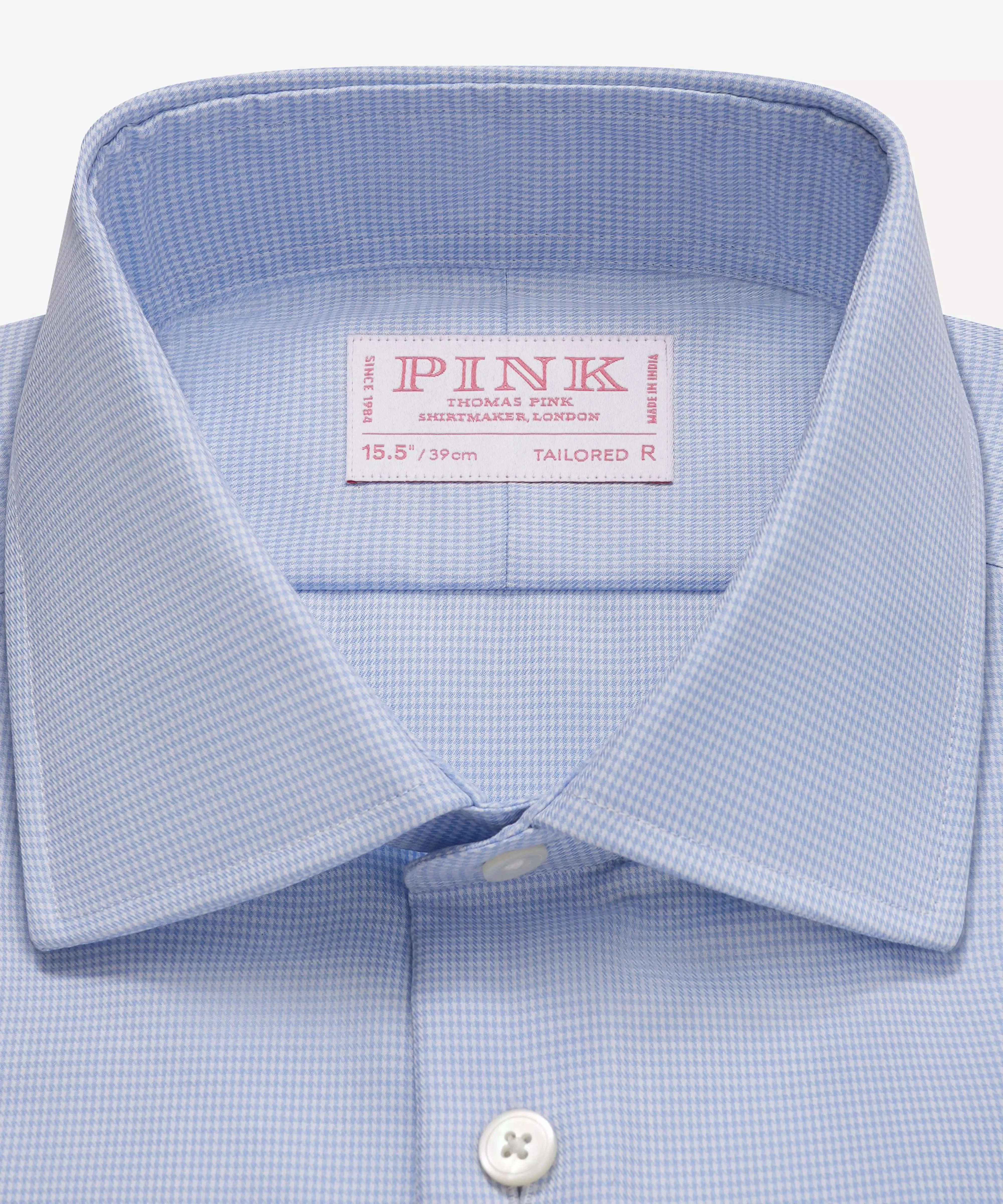 Blue & White Tailored Fit French Cuff Micro Puppytooth Dress Shirt sold by Thomas Pink product image thumbnail 3