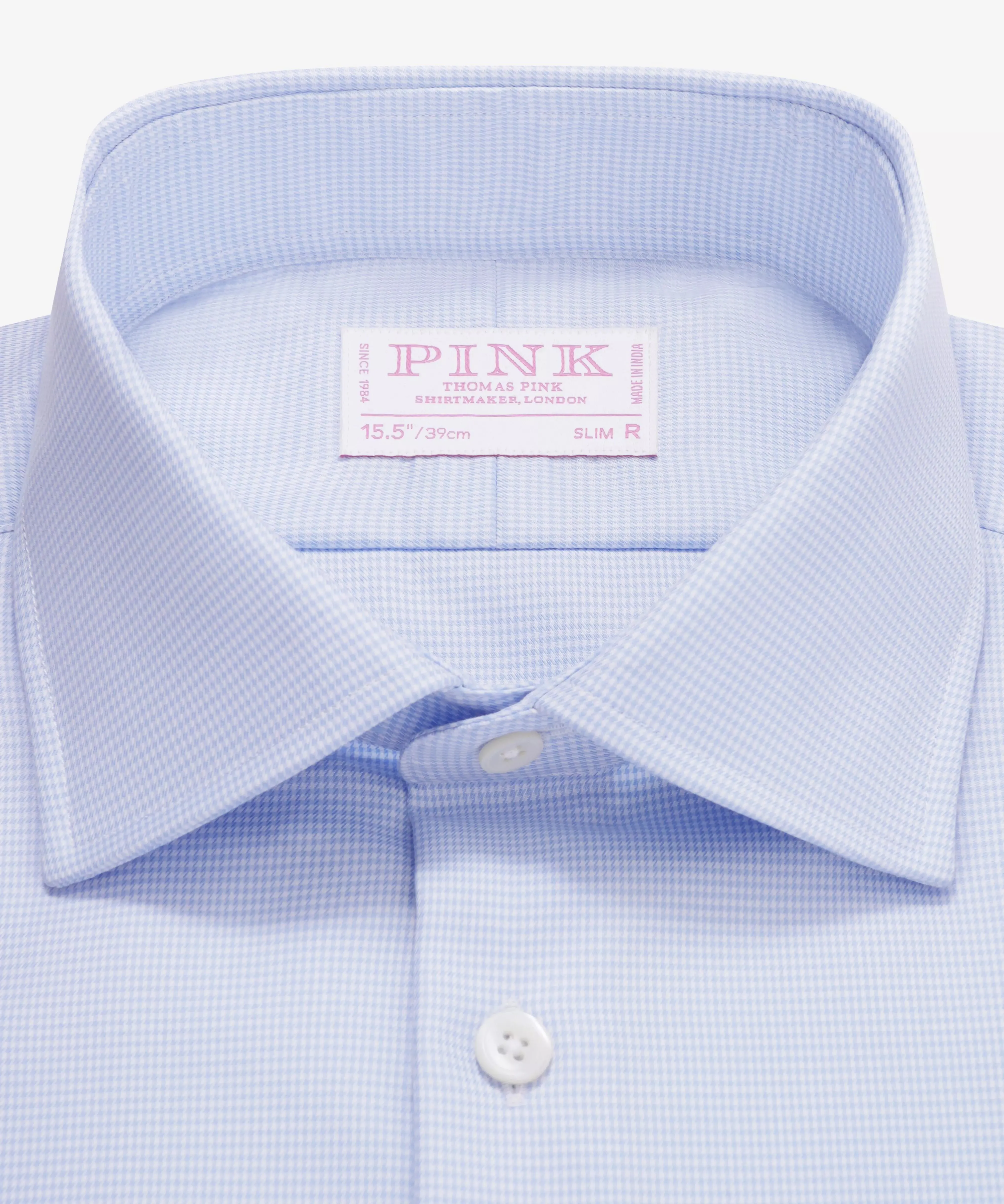 Blue & White Slim Fit French Cuff Micro Puppytooth Dress Shirt sold by Thomas Pink product image thumbnail 3