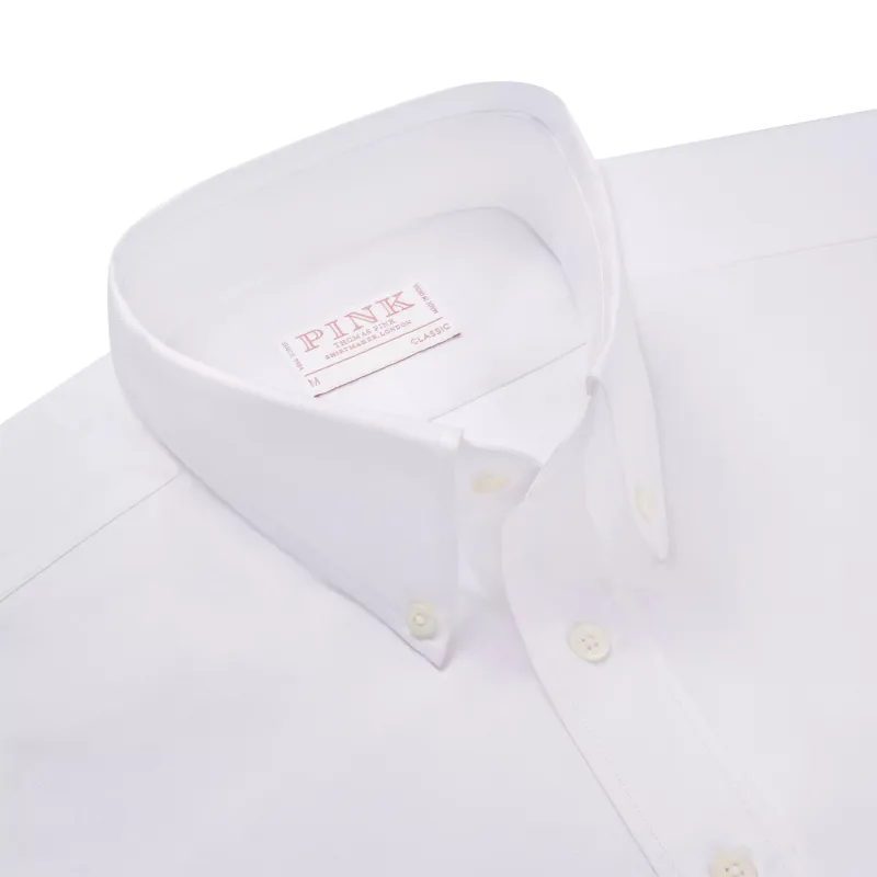 White Classic Fit Business Casual Button Down Weekend Oxford Shirt made by Thomas Pink