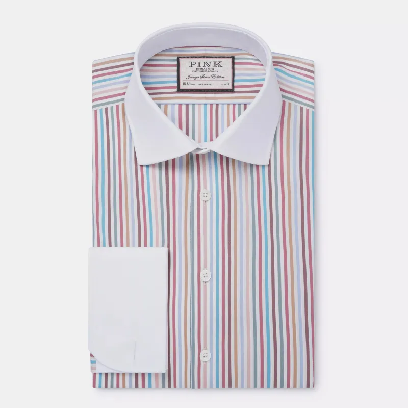 Multicolour Slim Fit Multi Bengal Stripe Dress Shirt sold by Thomas Pink