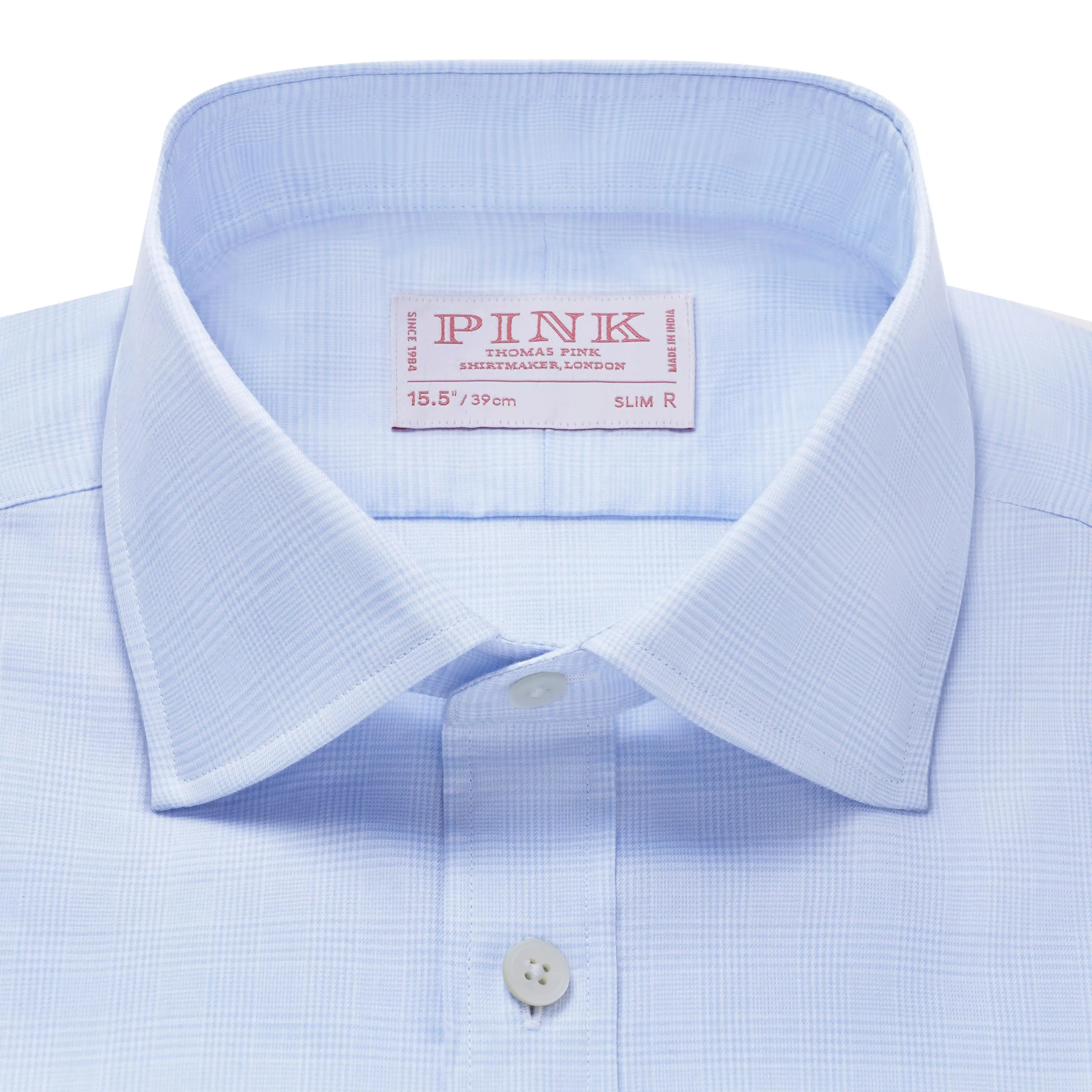 Pale Blue & White Slim Fit Prince of Wales Check Dress Shirt sold by Thomas Pink product image thumbnail 3