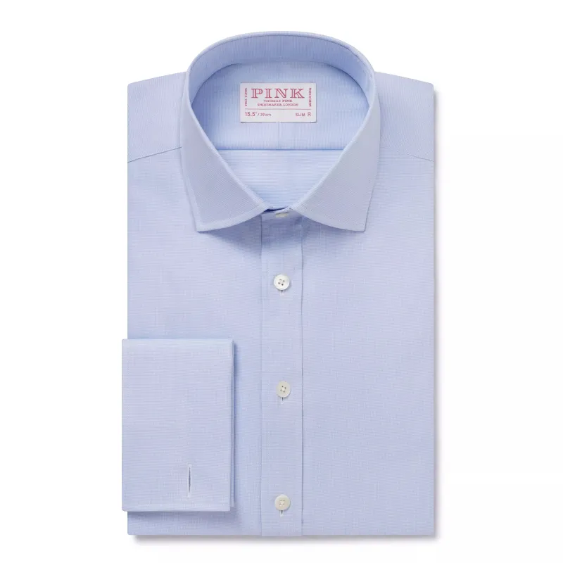 Pale Blue & White Slim Fit French Cuff Puppytooth Dress Shirt sold by Thomas Pink