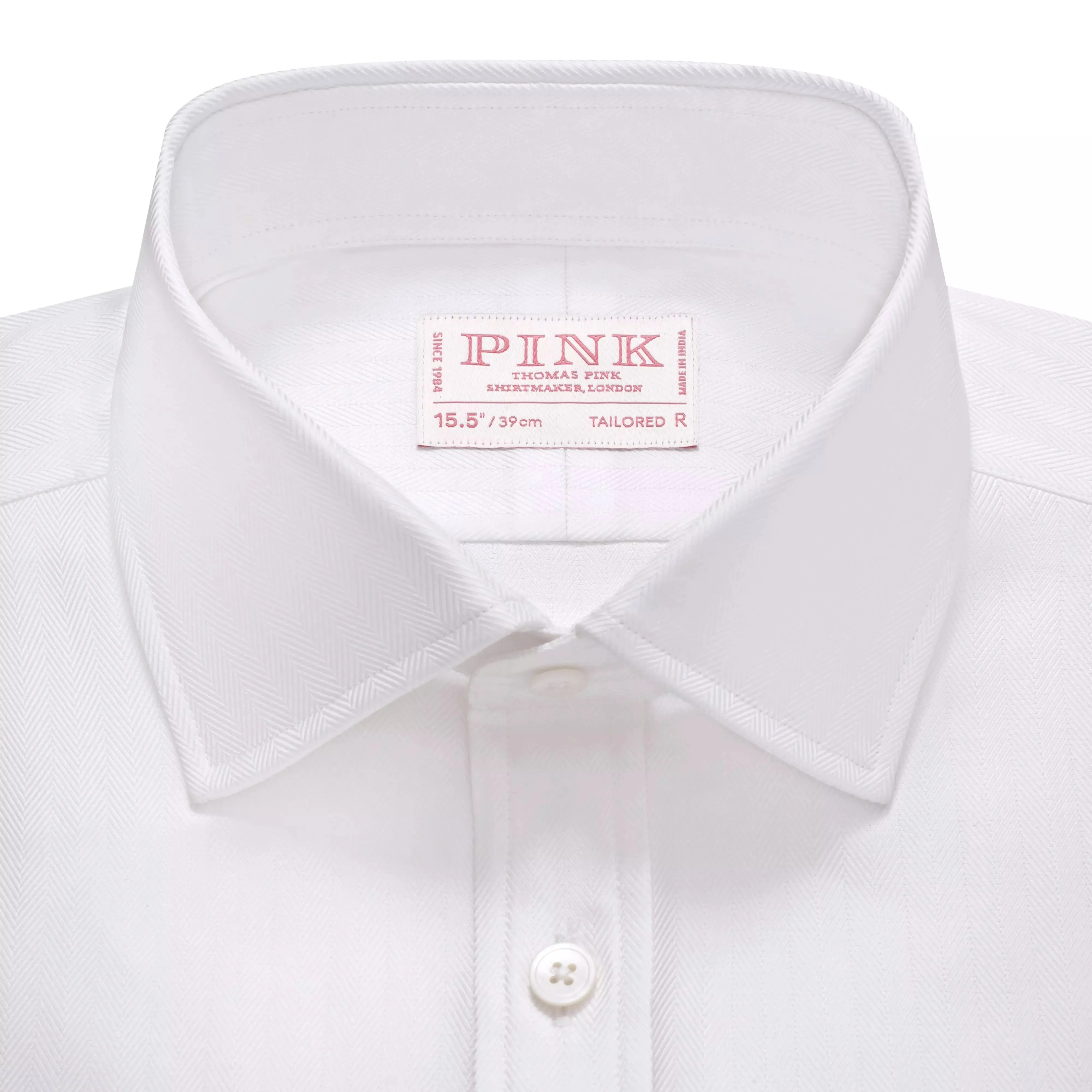 White Tailored Fit Twill Herringbone Dress Shirt sold by Thomas Pink product image thumbnail 2
