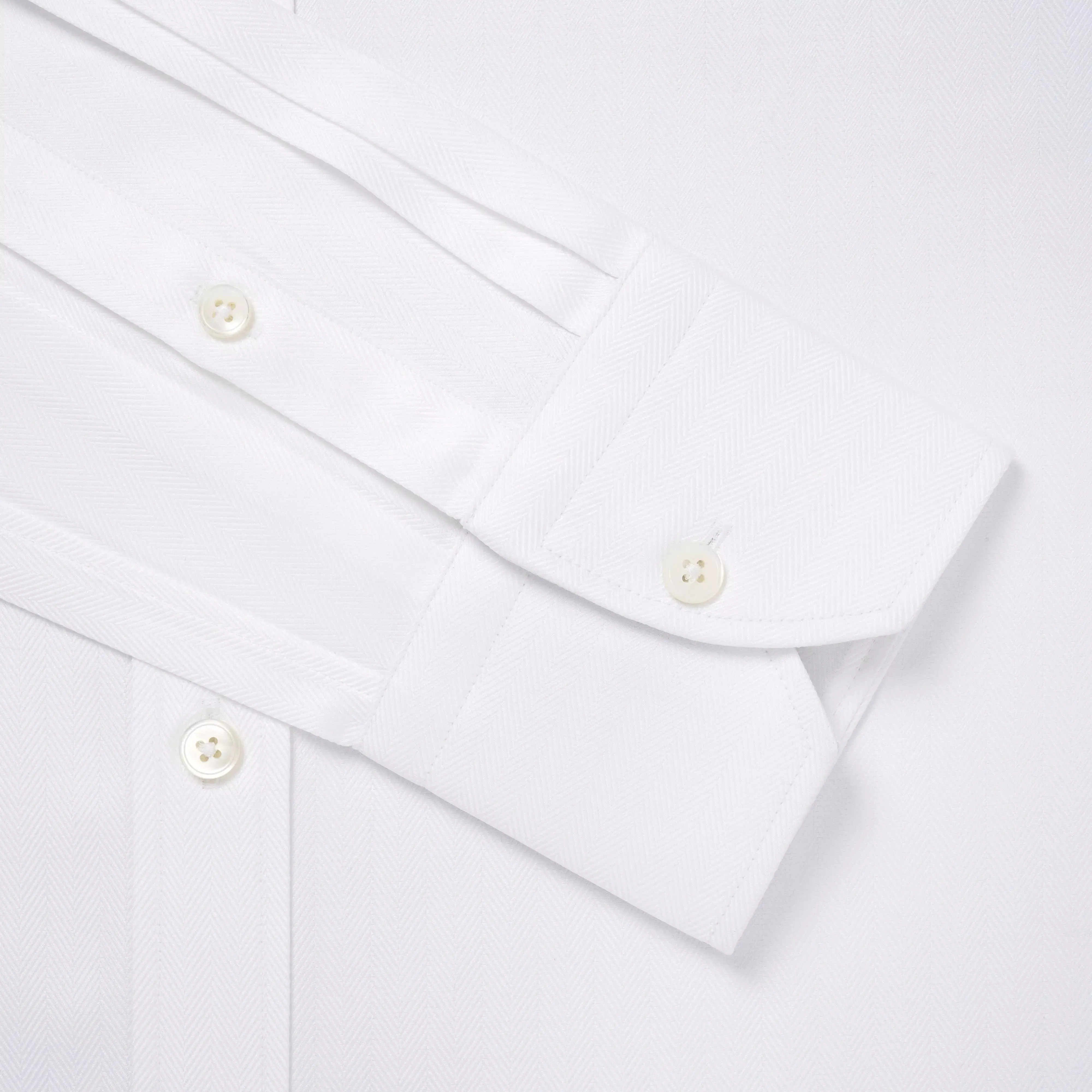 White Tailored Fit Twill Herringbone Dress Shirt sold by Thomas Pink product image thumbnail 3