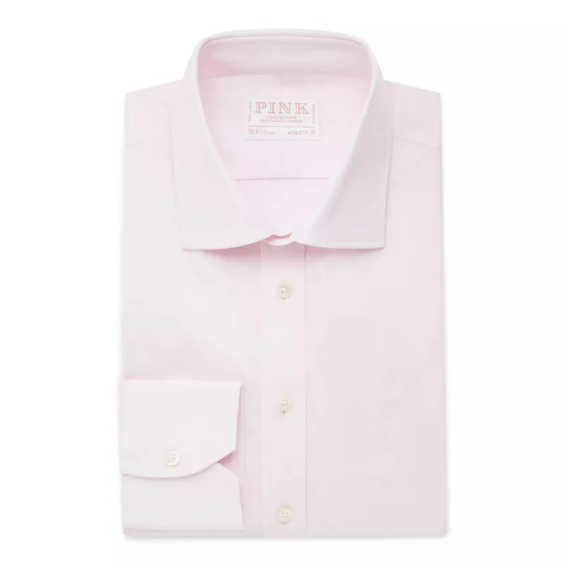 Pink Athletic Fit Stretch Plain Poplin Dress Shirt sold by Thomas Pink