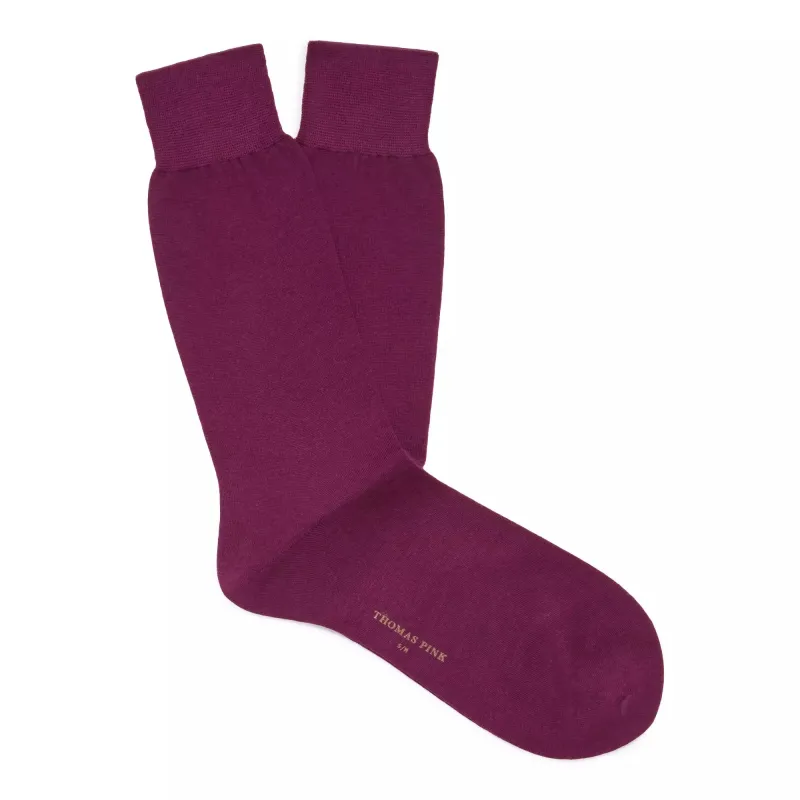 Plum Mid Length Fine Merino Wool Socks sold by Thomas Pink