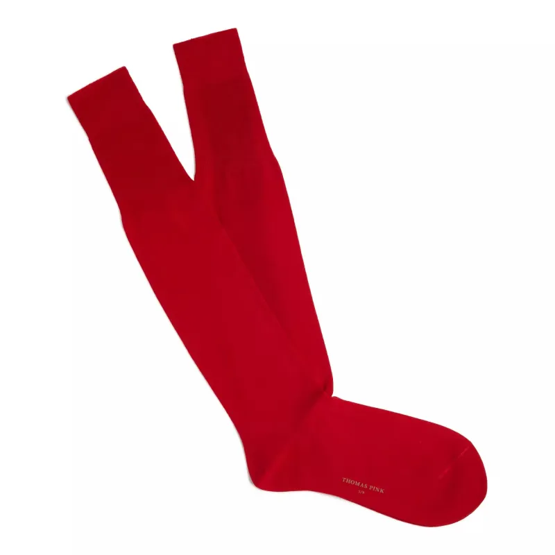 Red Long Fine Merino Wool Socks sold by Thomas Pink