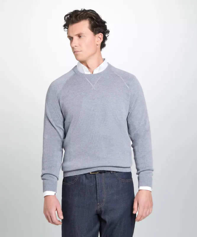 Pale Grey Knitted Crew Neck Sweatshirt sold by Thomas Pink