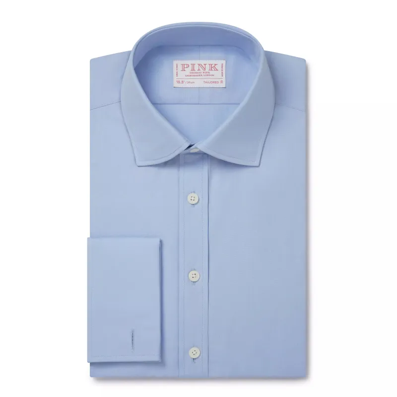Pale Blue Tailored Fit French Cuff Ramses Poplin Dress Shirt sold by Thomas Pink