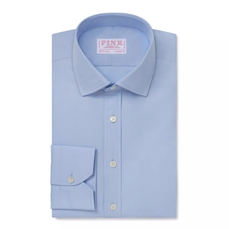 Pale Blue Classic Fit Essential Poplin Formal Shirt made by Thomas Pink