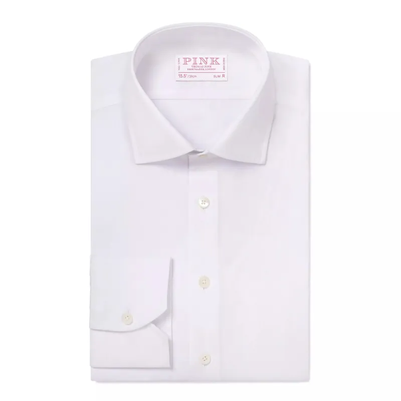 White Slim Fit Essential Poplin Formal Shirt made by Thomas Pink