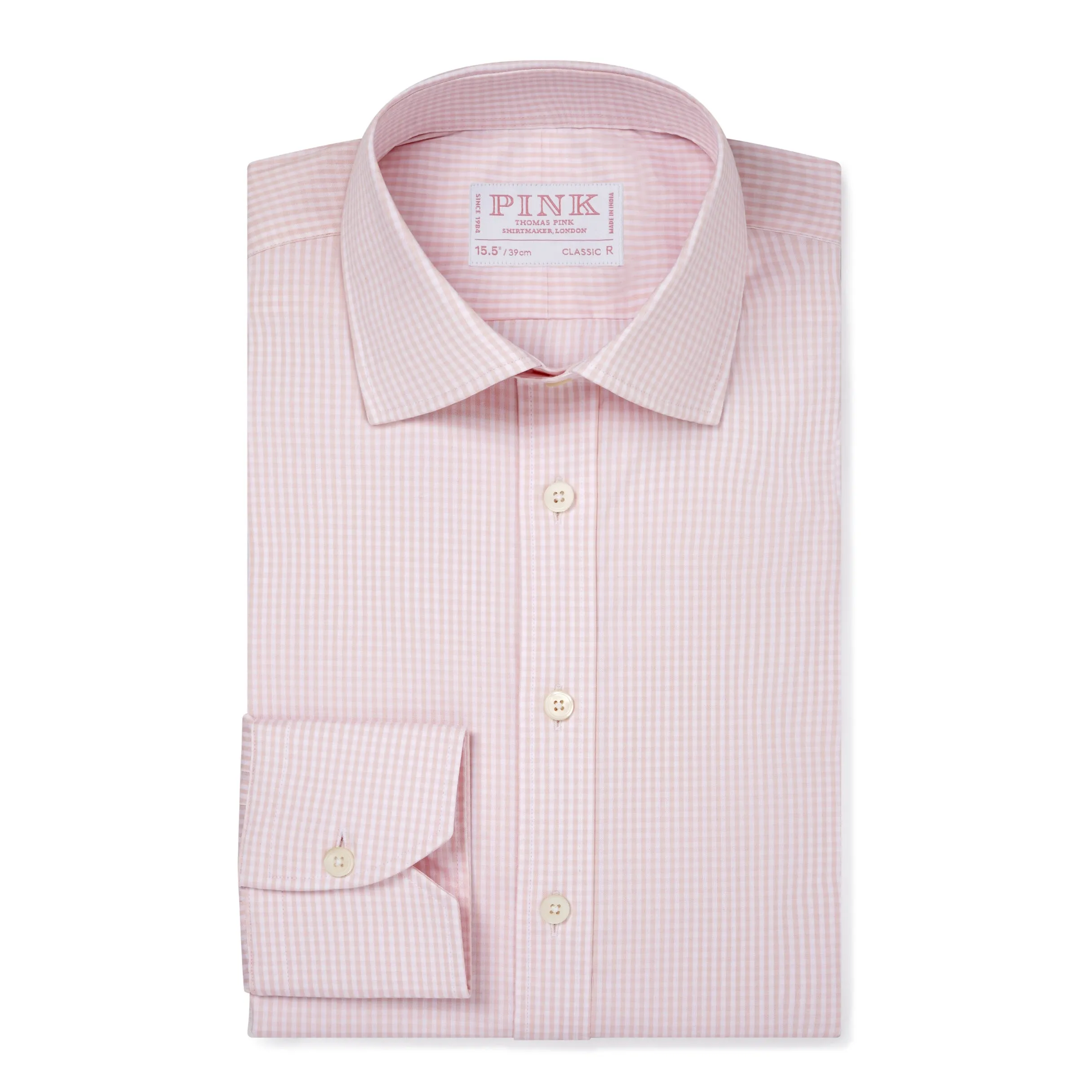 Pale Pink & White Classic Fit Essential Gingham Formal Shirt sold by Thomas Pink