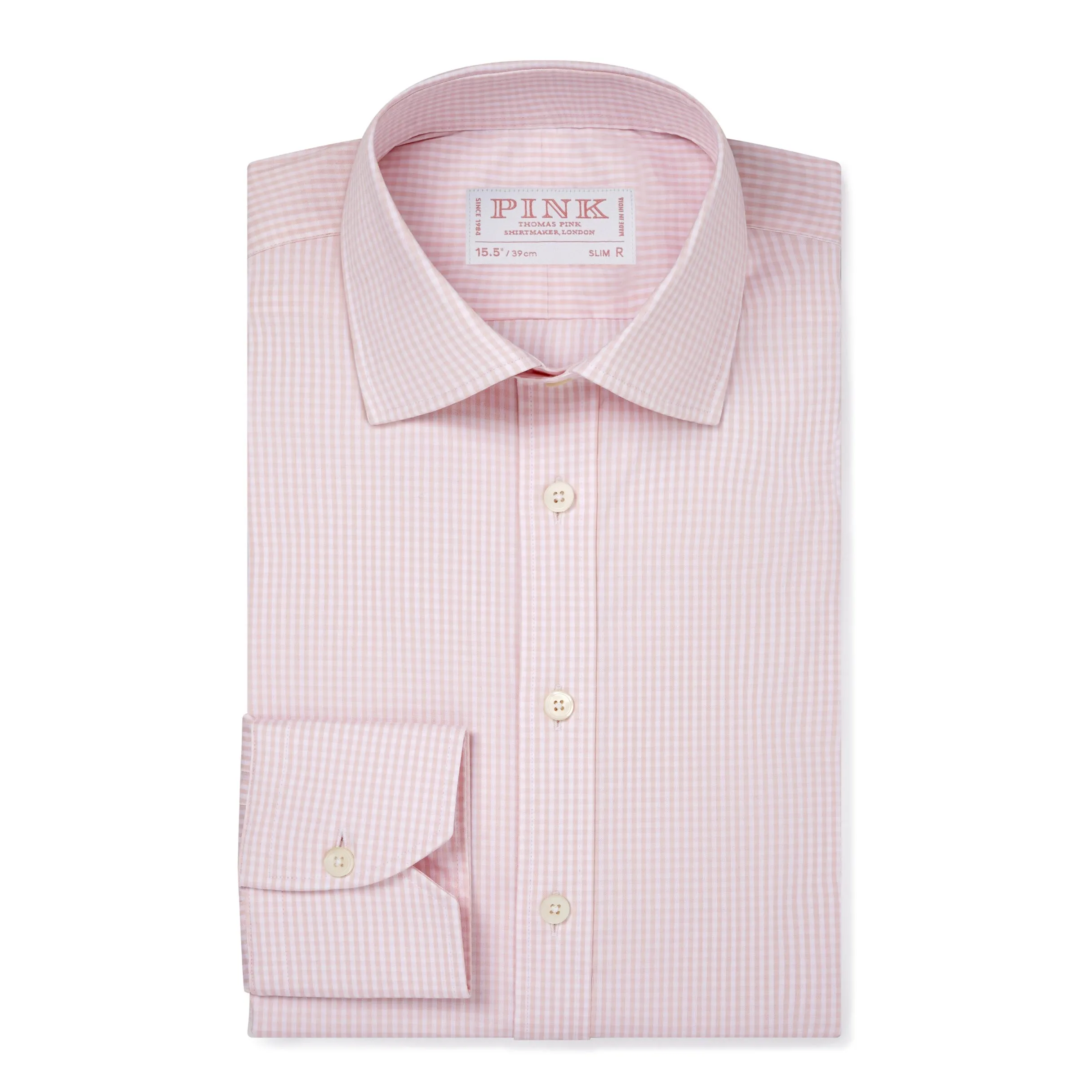 Pale Pink & White Slim Fit Essential Gingham Formal Shirt sold by Thomas Pink