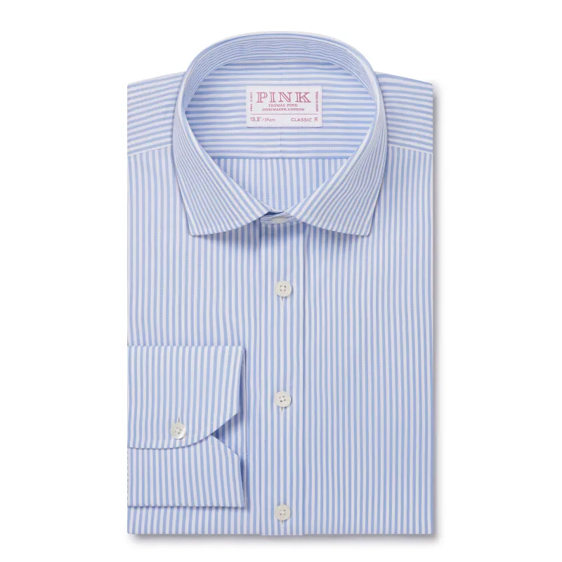 Pale Blue & White Classic Fit Essential Bengal Stripe Formal Shirt sold by Thomas Pink